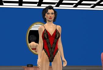 Картинка 3д+графика люди+ people девушка зеркало фон взгляд