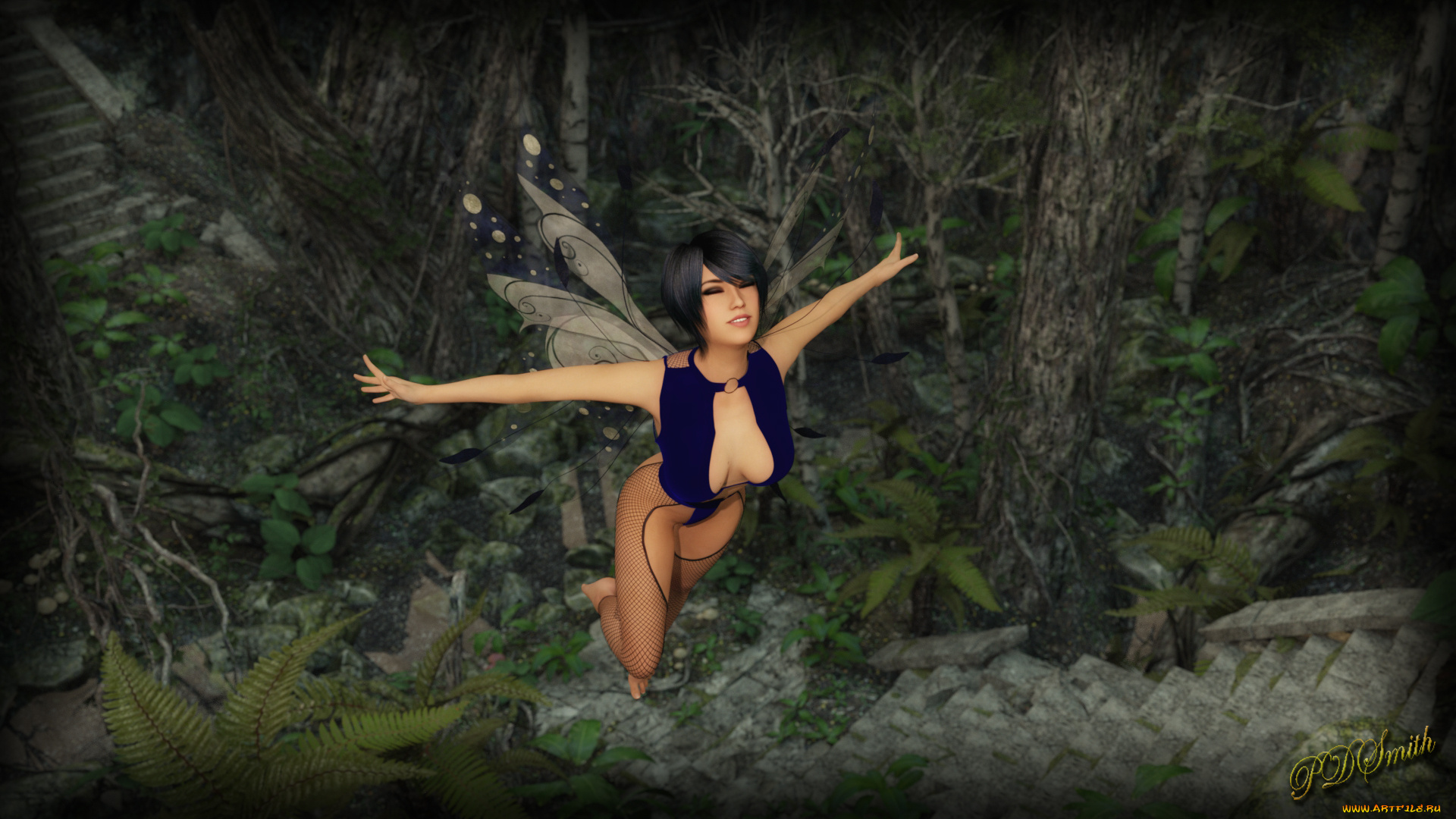 3д, графика, эльфы, , elves, фон, взгляд, фея