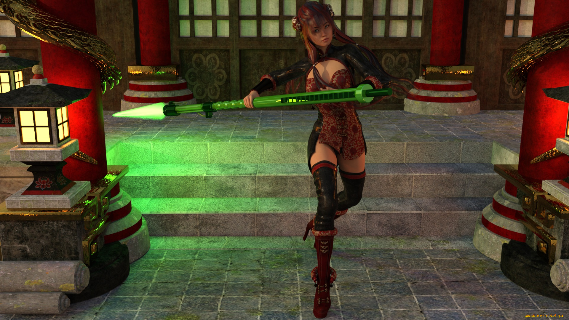 3д, графика, фантазия, , fantasy, оружие, фон, взгляд, девушка