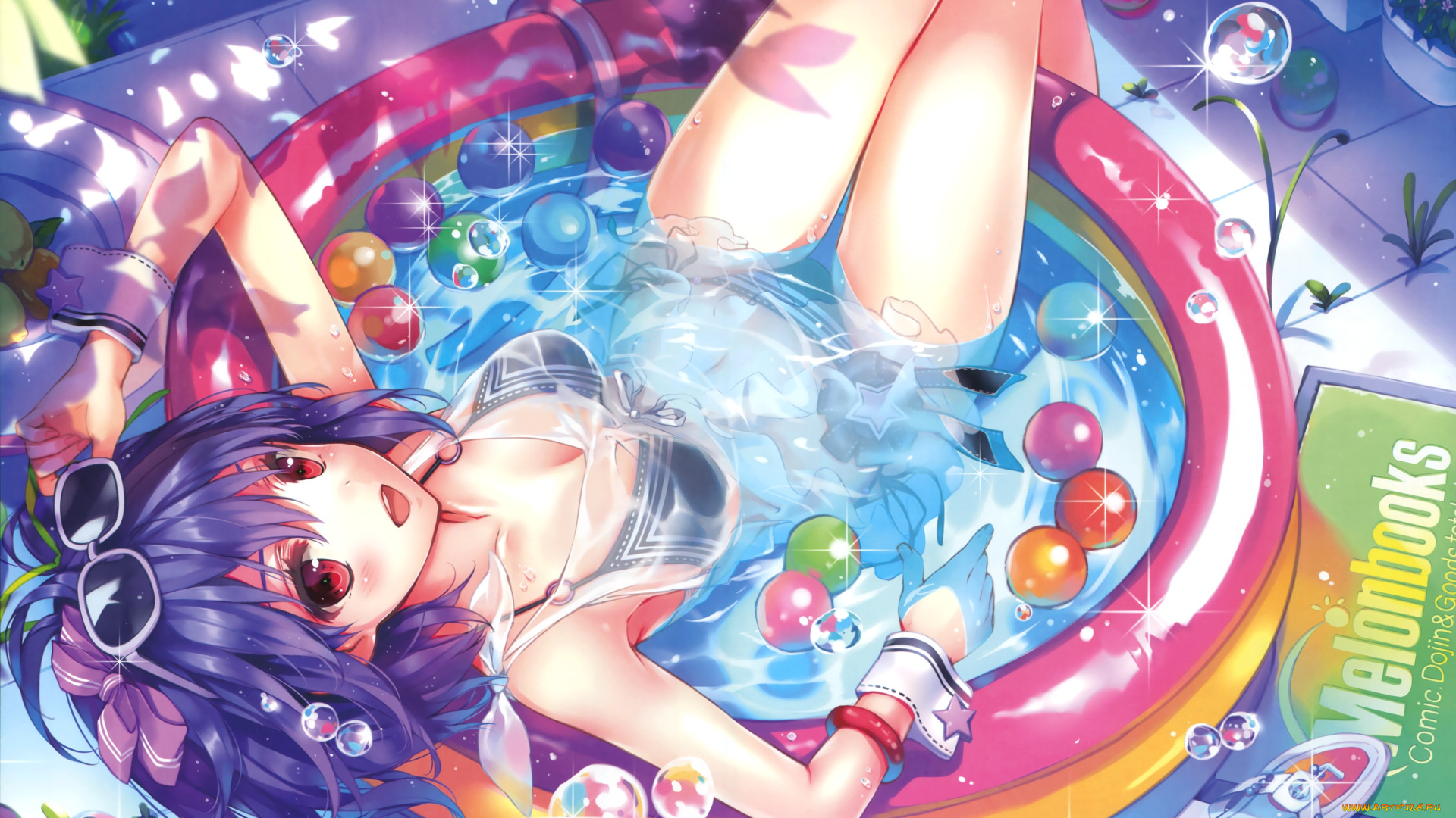 аниме, unknown, , другое, kuroya, shinobu, лето, бассейн, девушка, black, lemon-chan, melonbooks