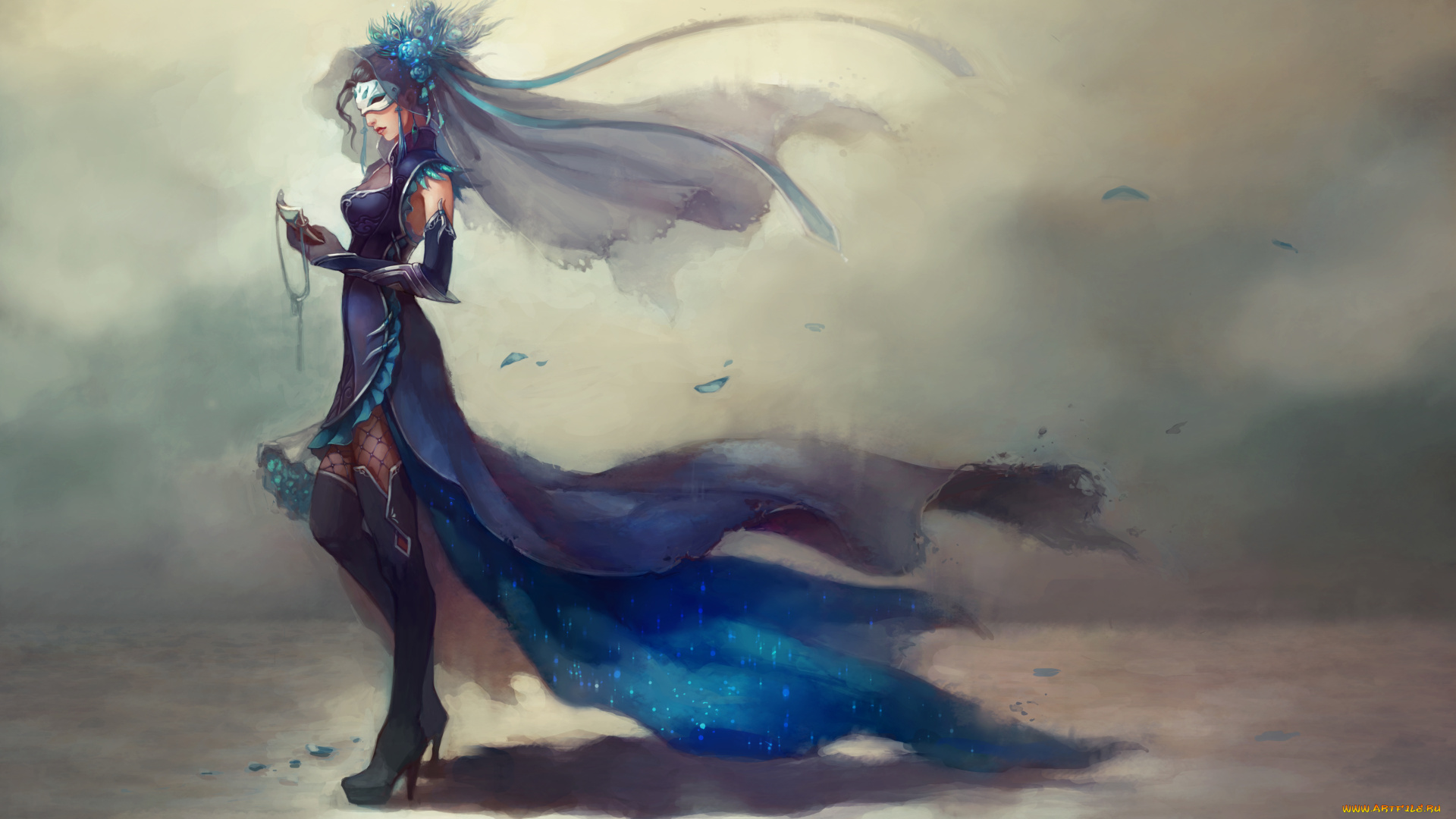 фэнтези, девушки, девушка, 6cat, арт, маска