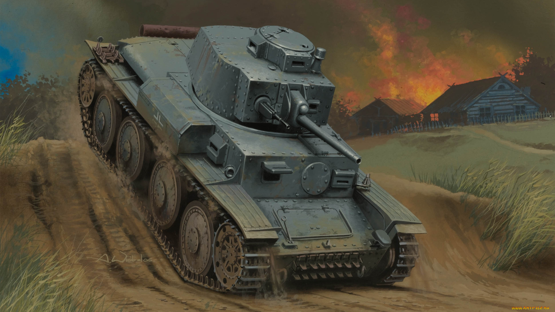 рисованное, армия, танк