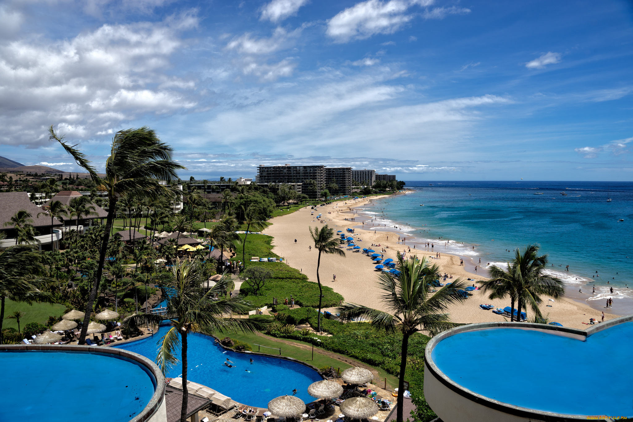 sheraton, maui, resort, города, -, панорамы, побережье