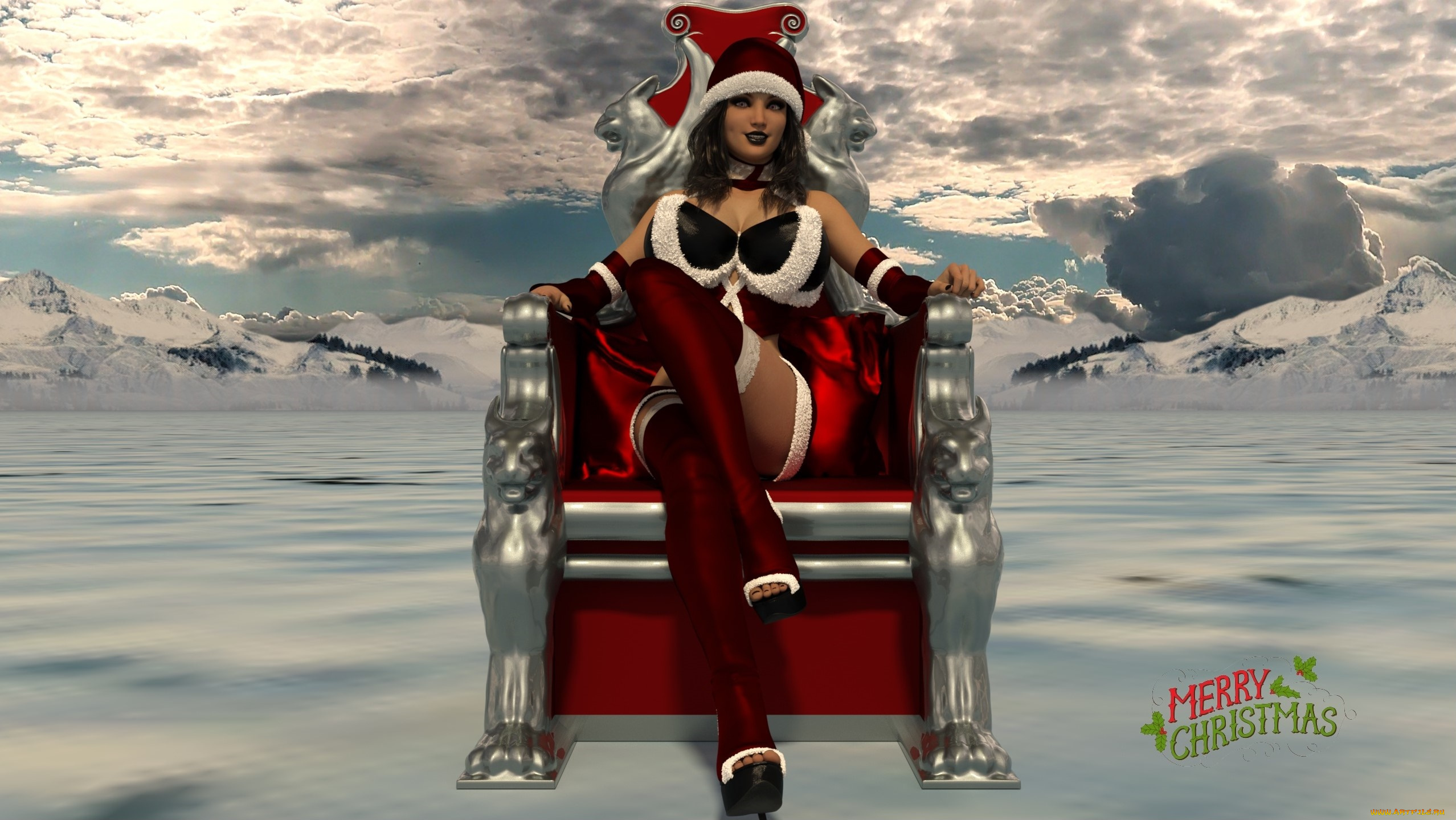 3д, графика, праздники, , holidays, взгляд, фон, девушка, кресло