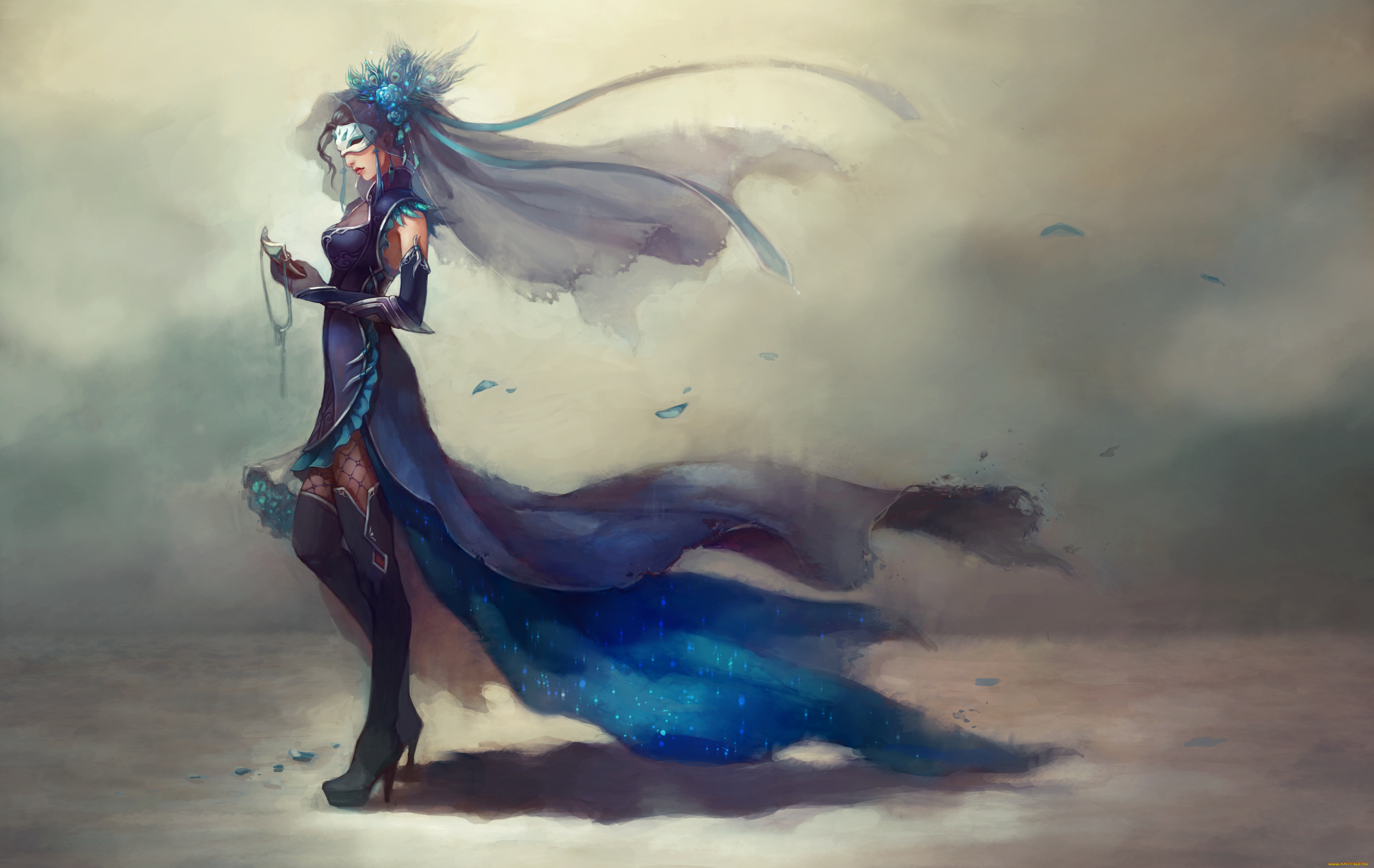 фэнтези, девушки, девушка, 6cat, арт, маска