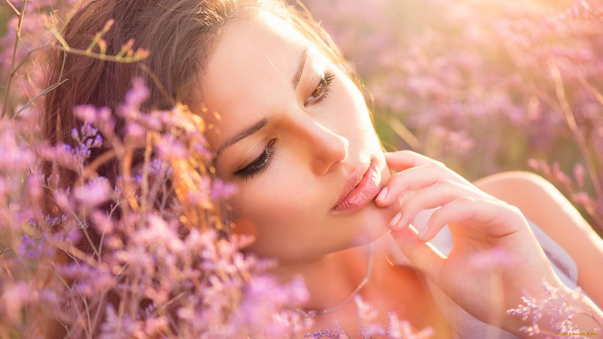 девушки, -unsort, , лица, , портреты, цветы, лицо, луг, трава