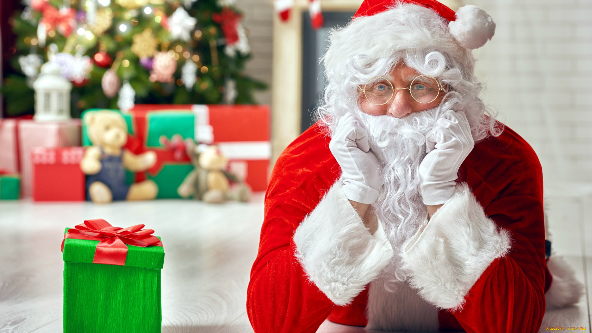 праздничные, дед, мороз, , санта, клаус, подарок, бант, санта