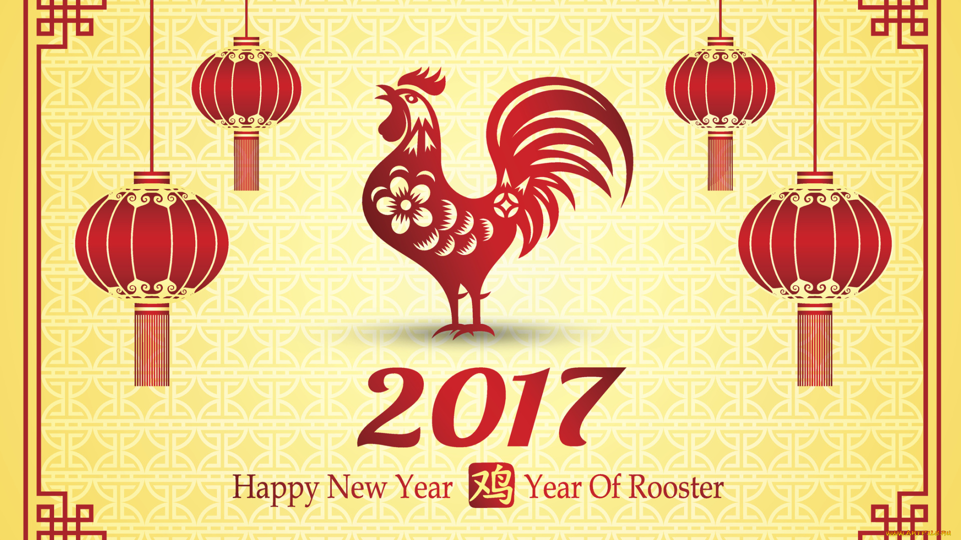 праздничные, векторная, графика, , новый, год, фон, петух