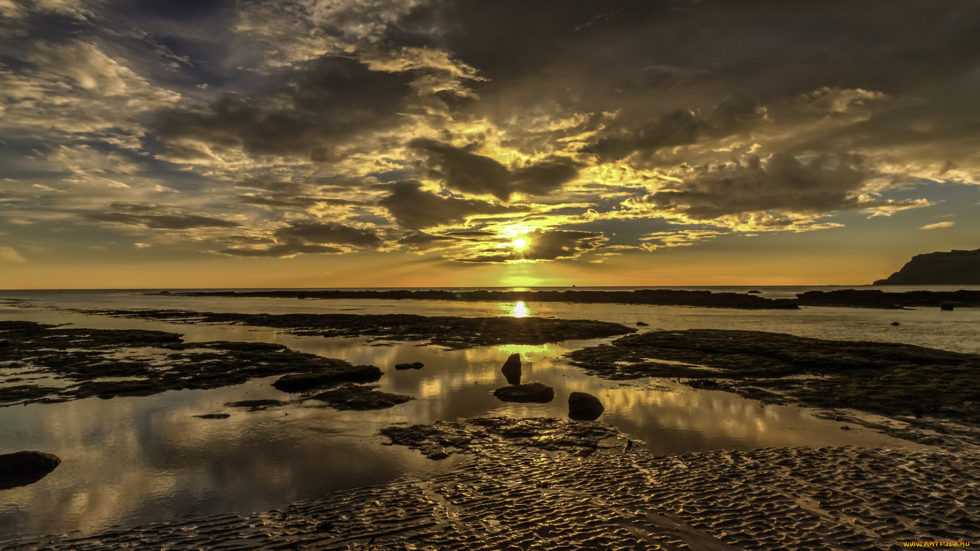 природа, побережье, рассвет