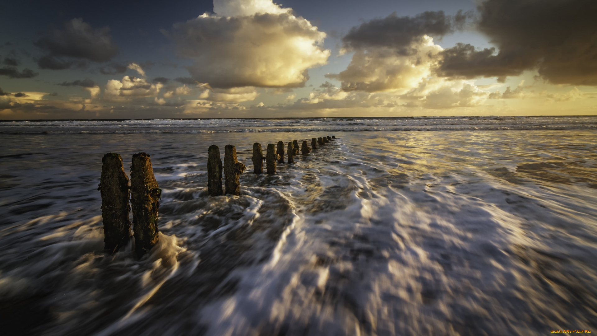 природа, побережье, рассвет