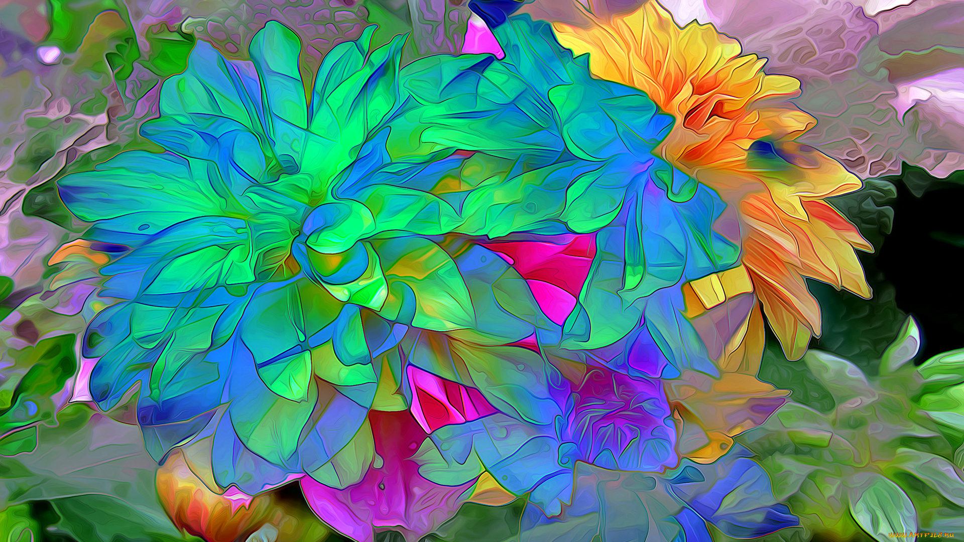 разное, компьютерный, дизайн, цветы, лепестки