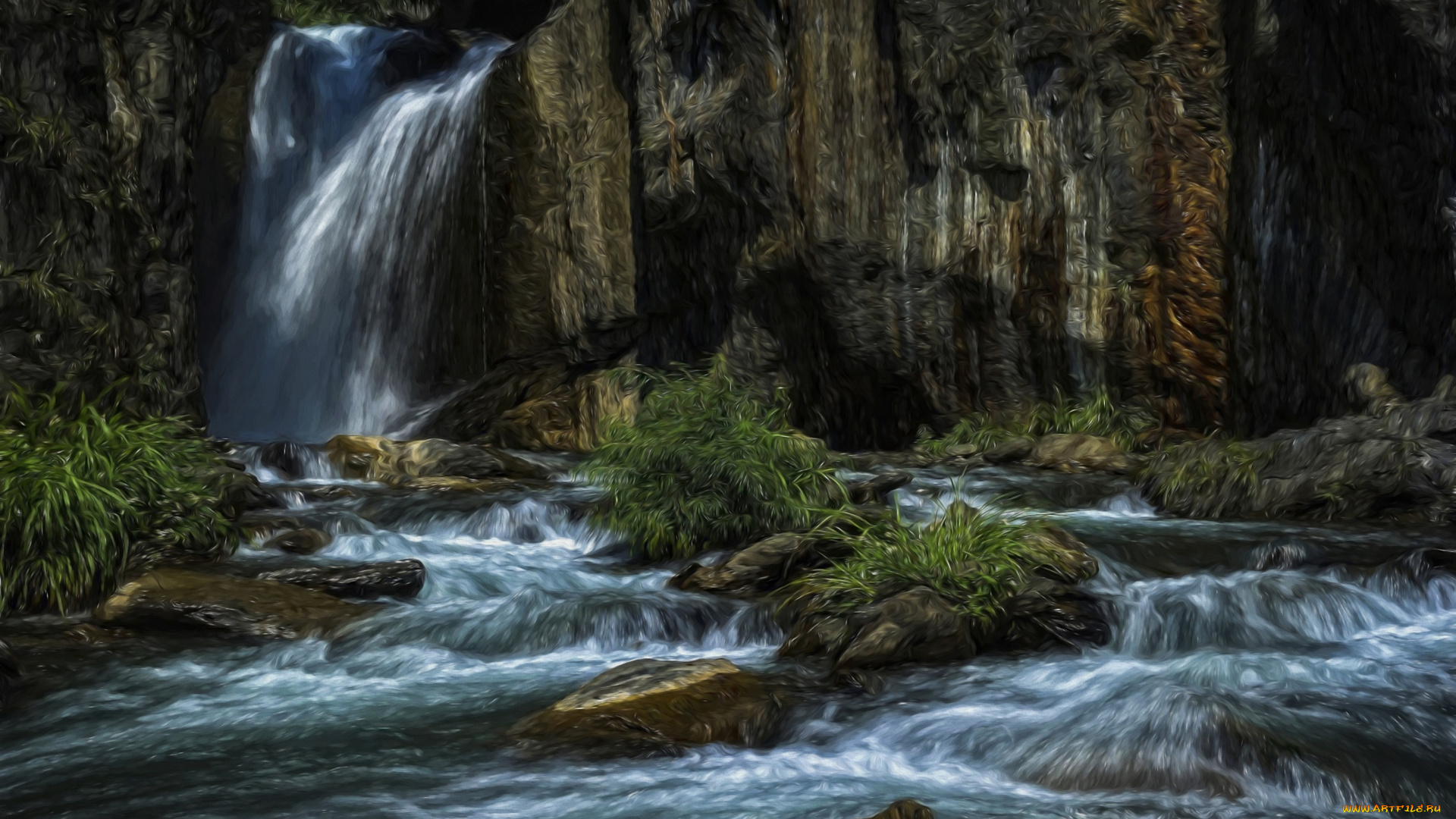 разное, компьютерный, дизайн, камни, поток