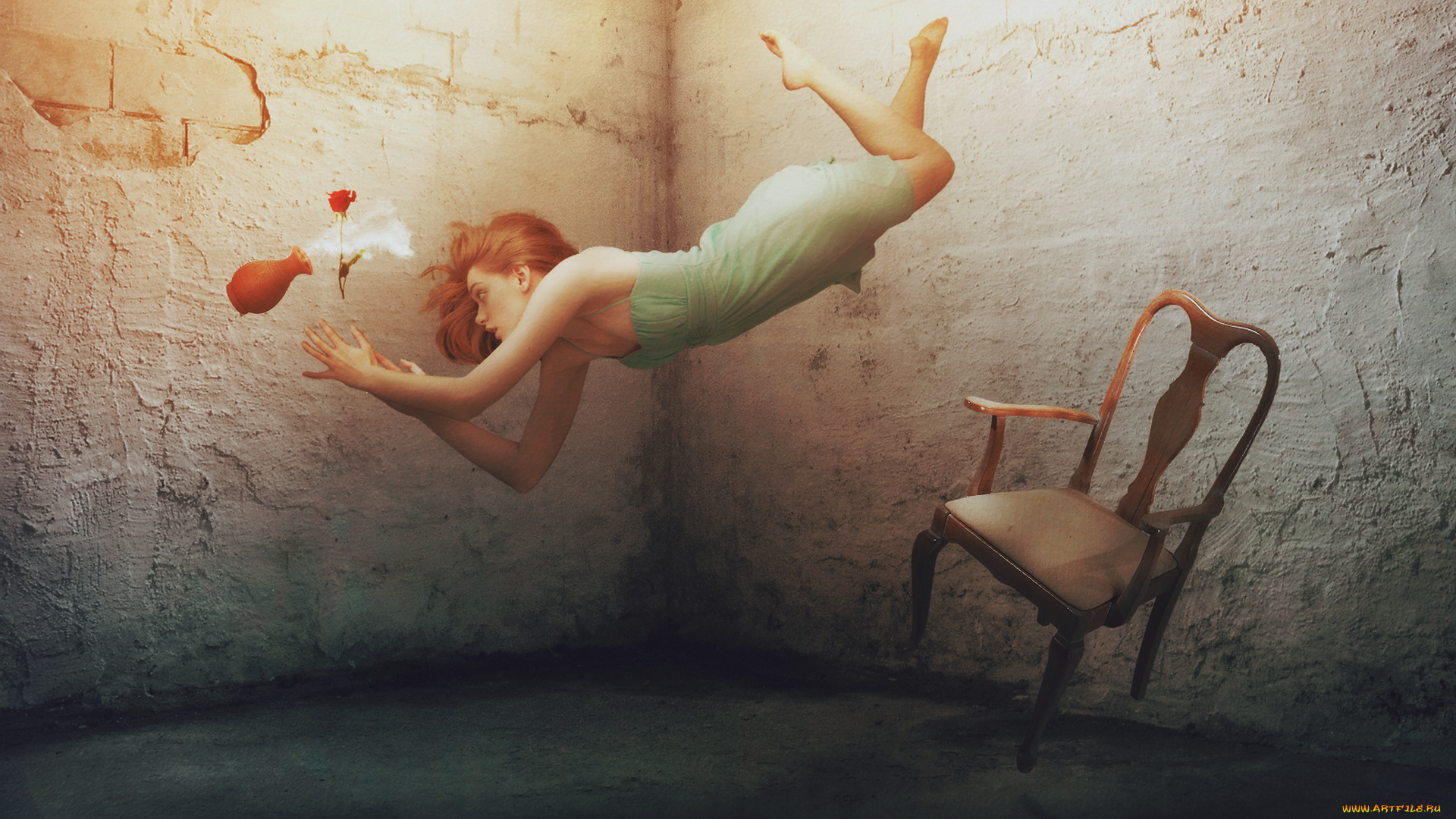 разное, компьютерный, дизайн, ваза, цветы, девушка, стул, интерьер, фон, взгляд
