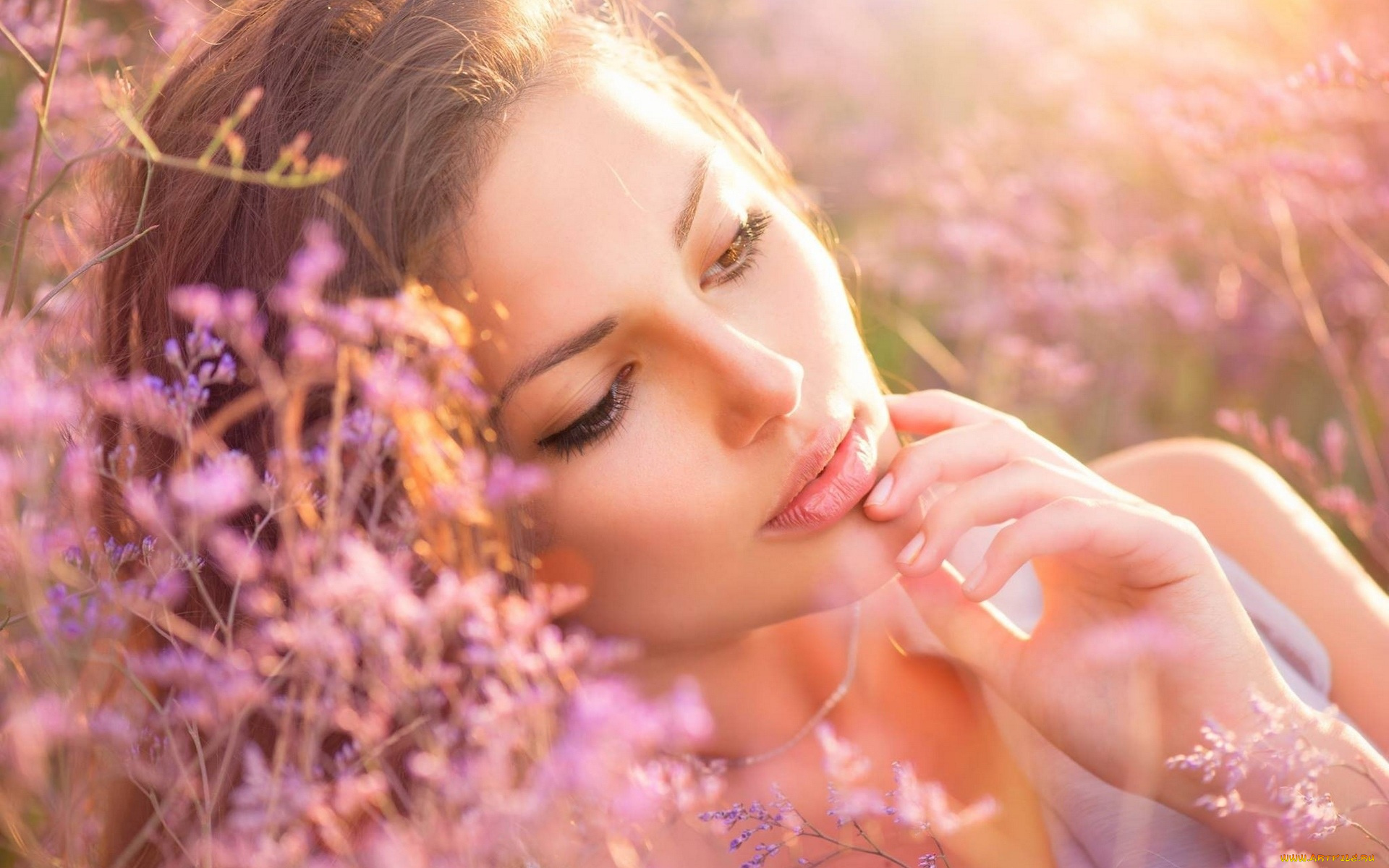 девушки, -unsort, , лица, , портреты, цветы, лицо, луг, трава