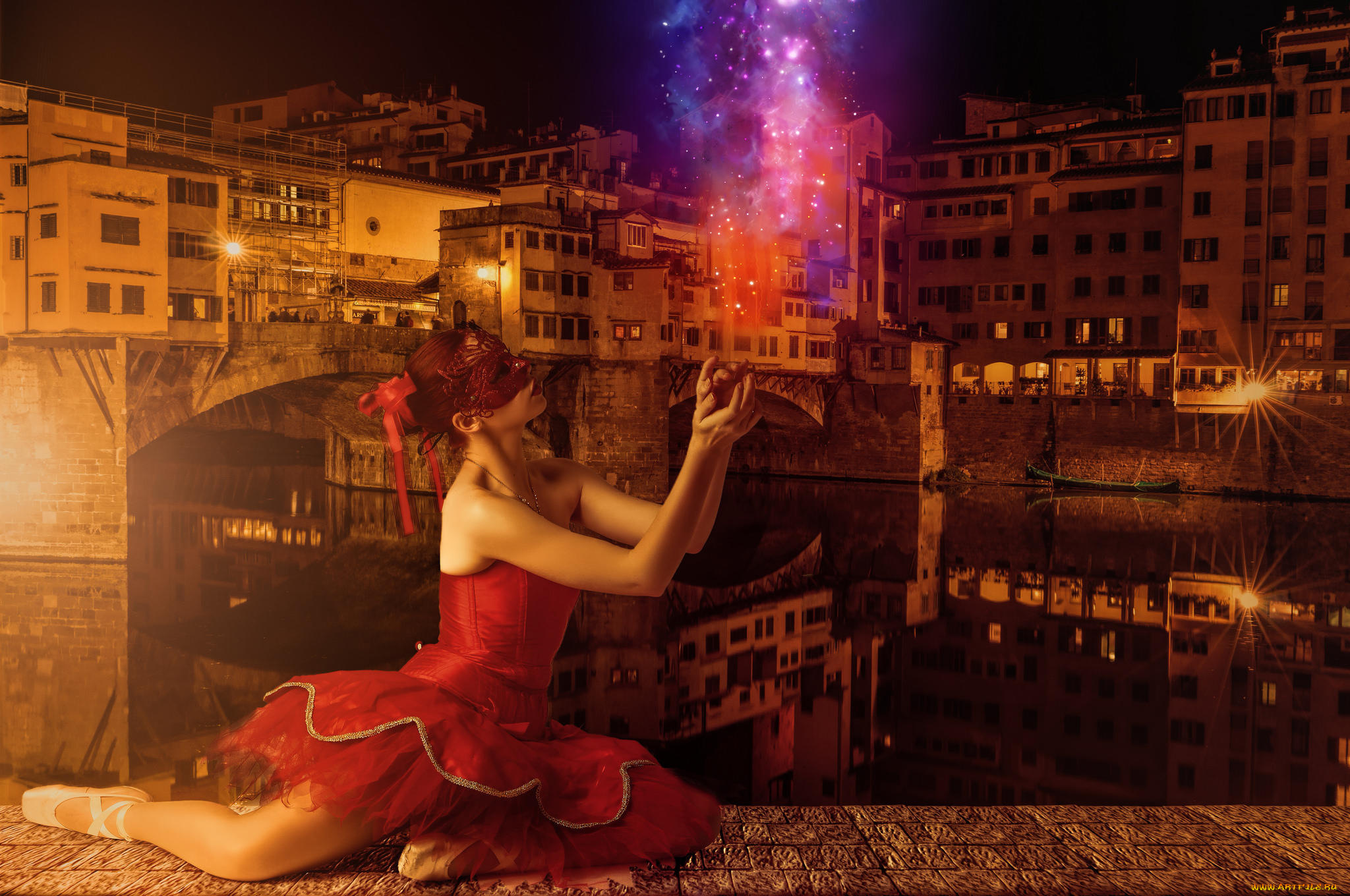 разное, компьютерный, дизайн, балерина, девушка, понте, веккьо, флоренция