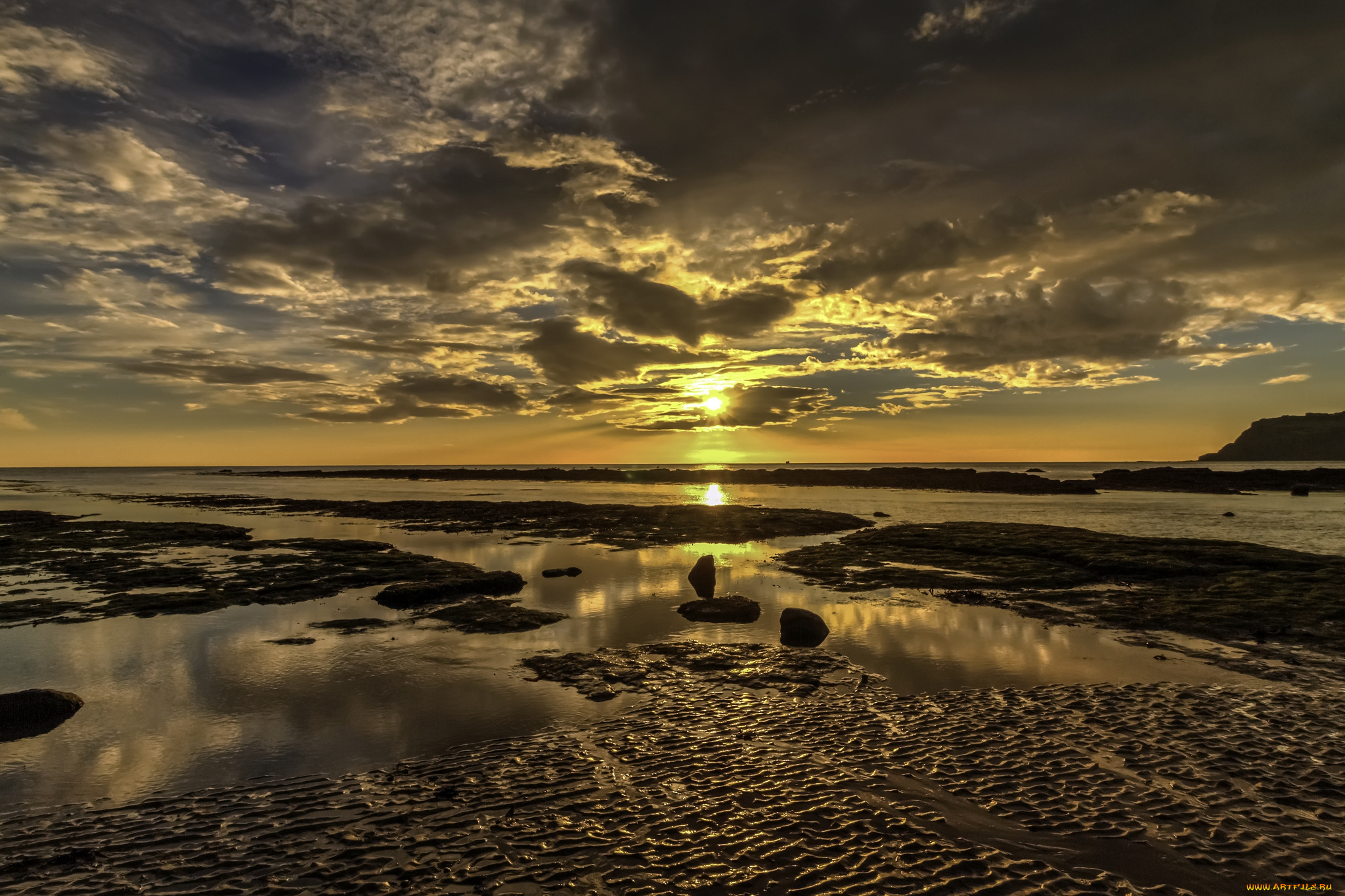 природа, побережье, рассвет