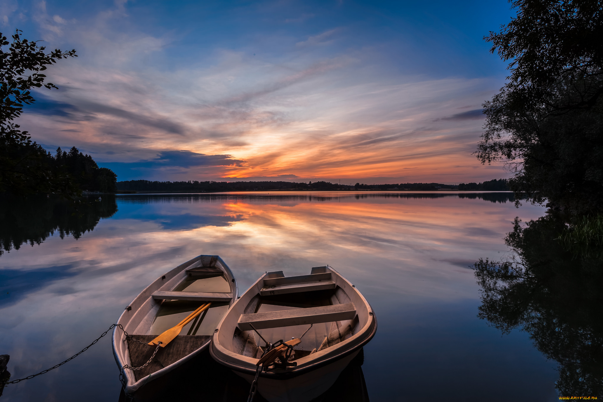 корабли, лодки, , шлюпки, река, лес