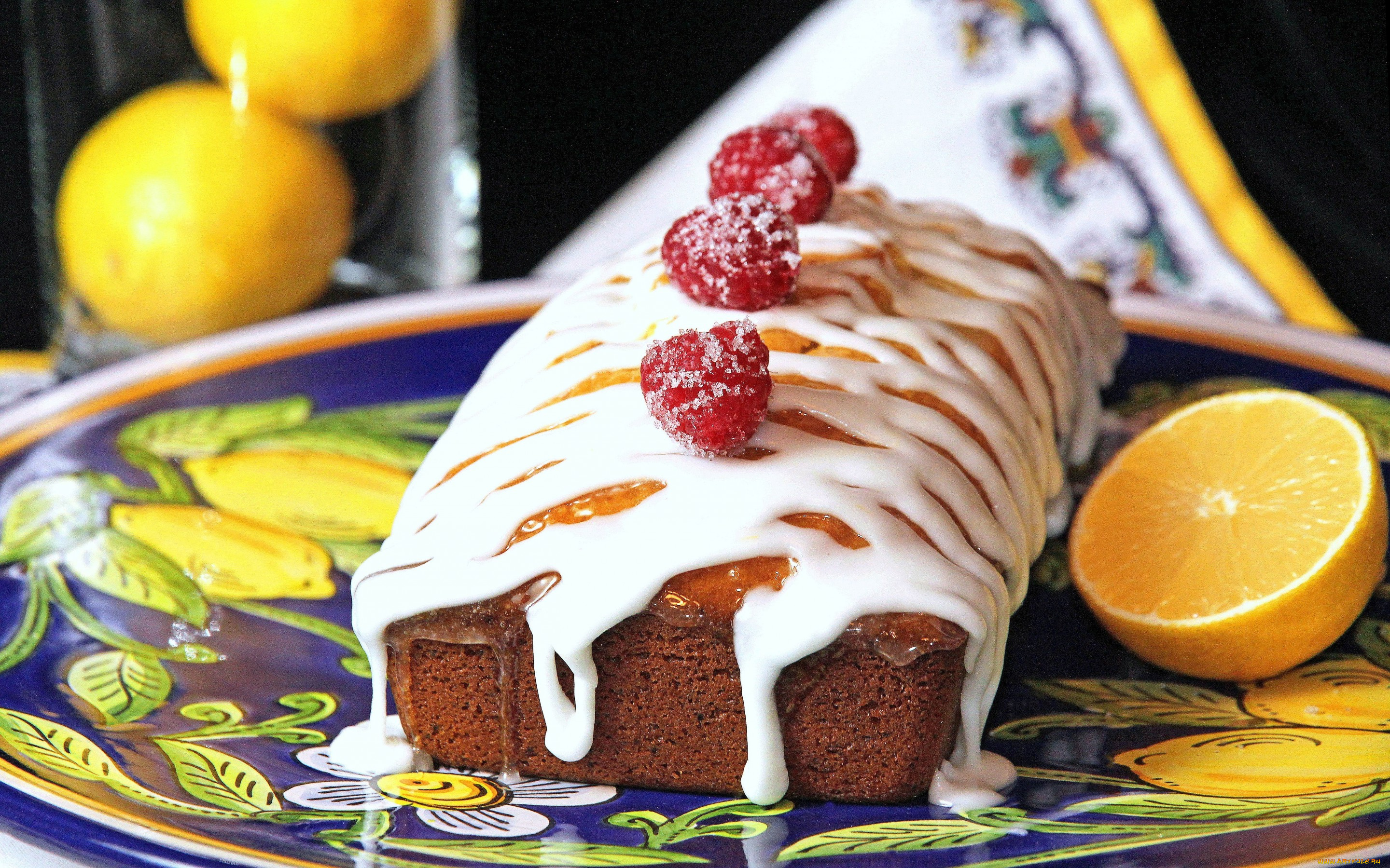 еда, пироги, глазурь, клубника, апельсин