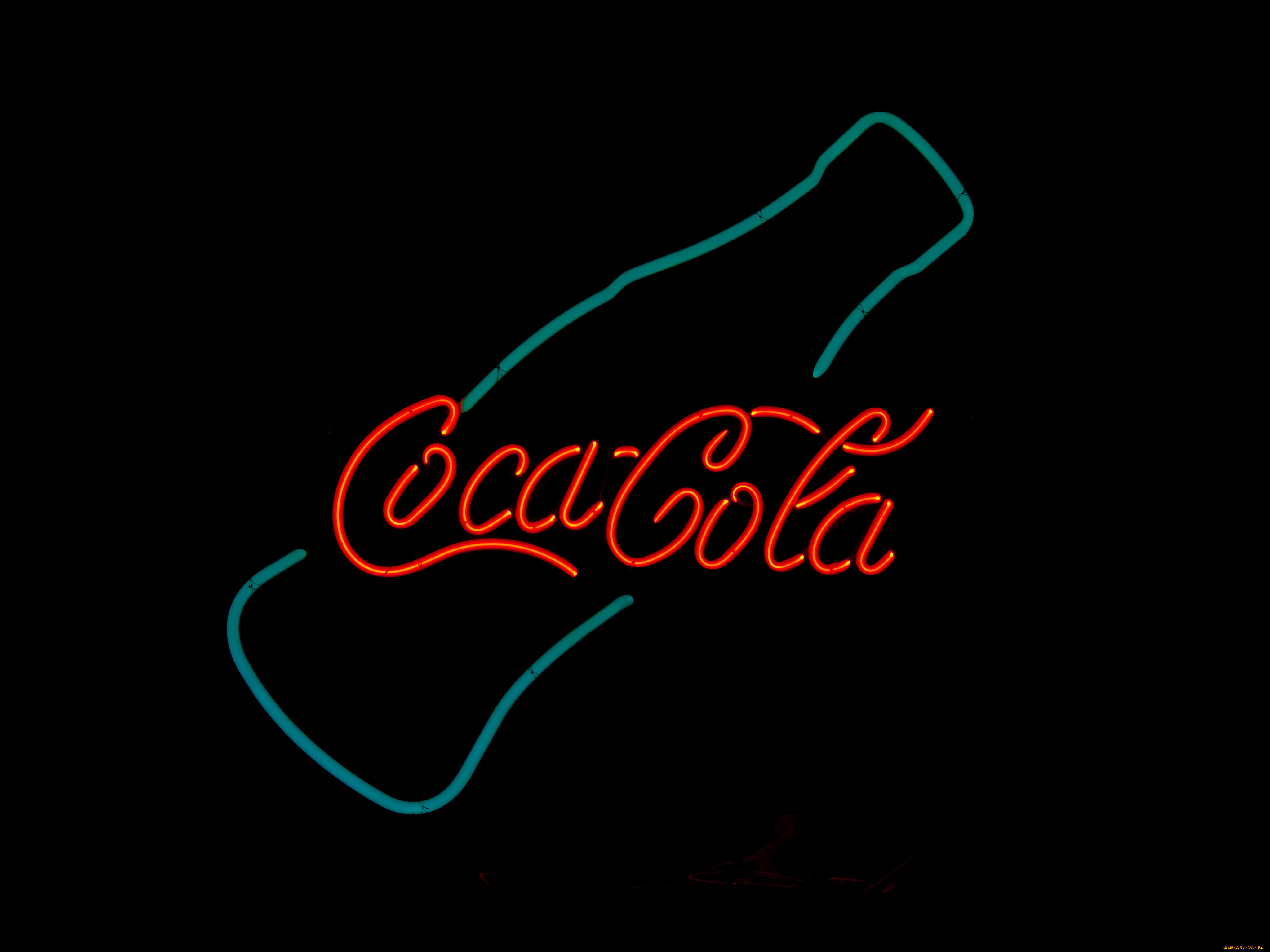 бренды, coca-cola, кока-кола, неон, надпись, бутылка