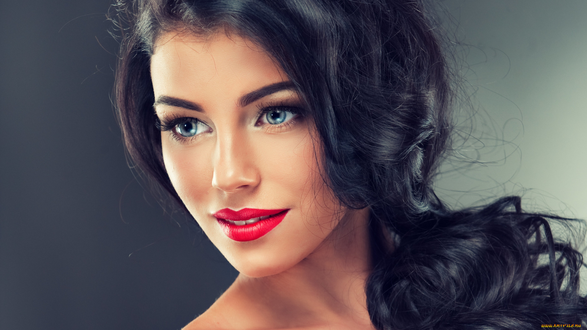 девушки, -unsort, , лица, , портреты, лицо, девушка, голубые, волосы, макияж, глаза, взгляд, портрет, модель, брюнетка