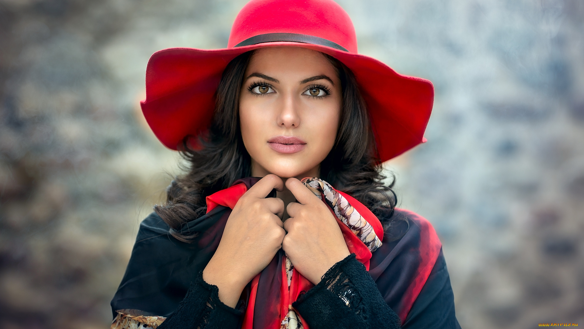 девушки, -unsort, , лица, , портреты, шляпа, брюнетки, девушка, взгляд, лицо