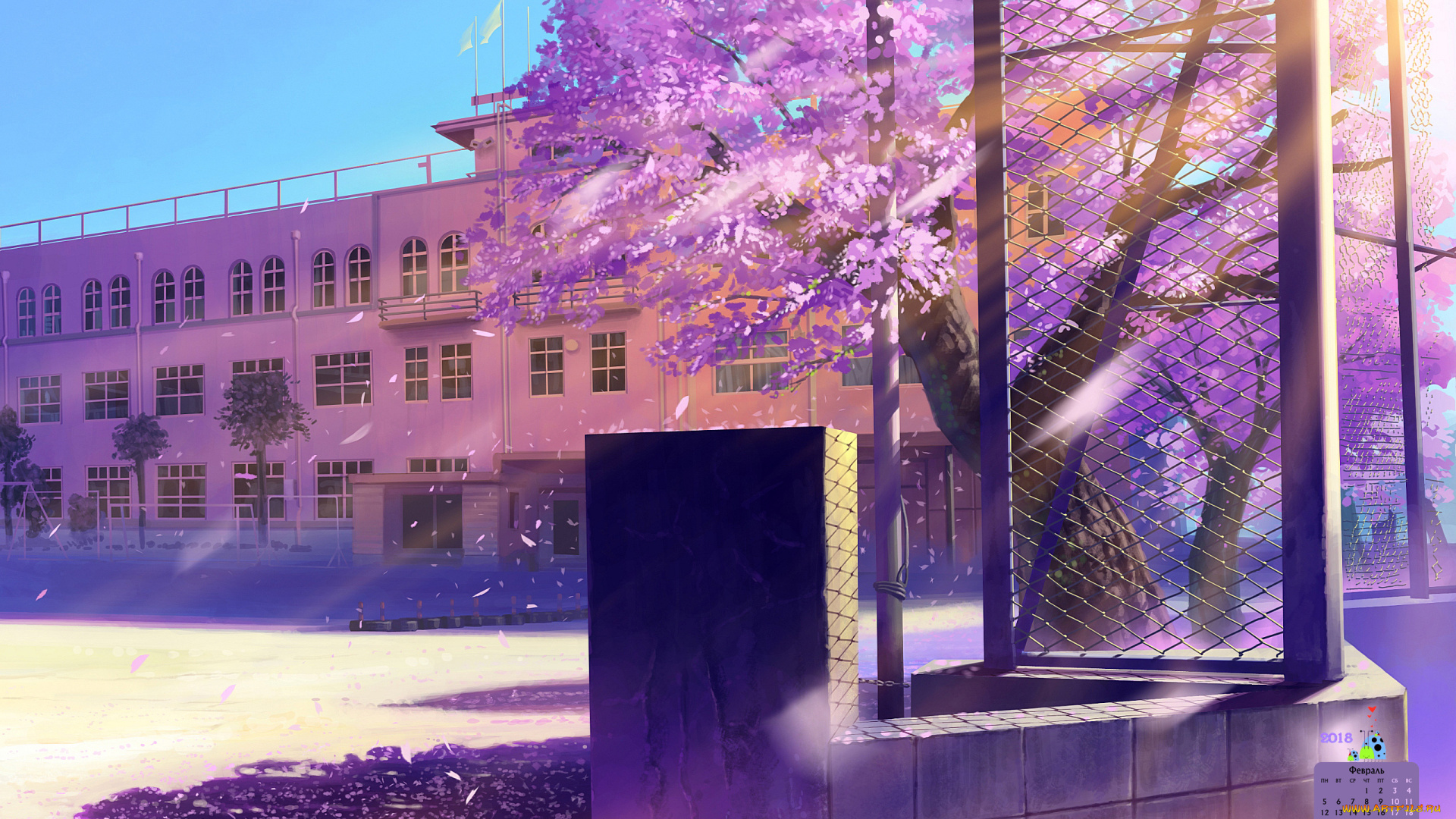календари, аниме, здание, 2018, дерево