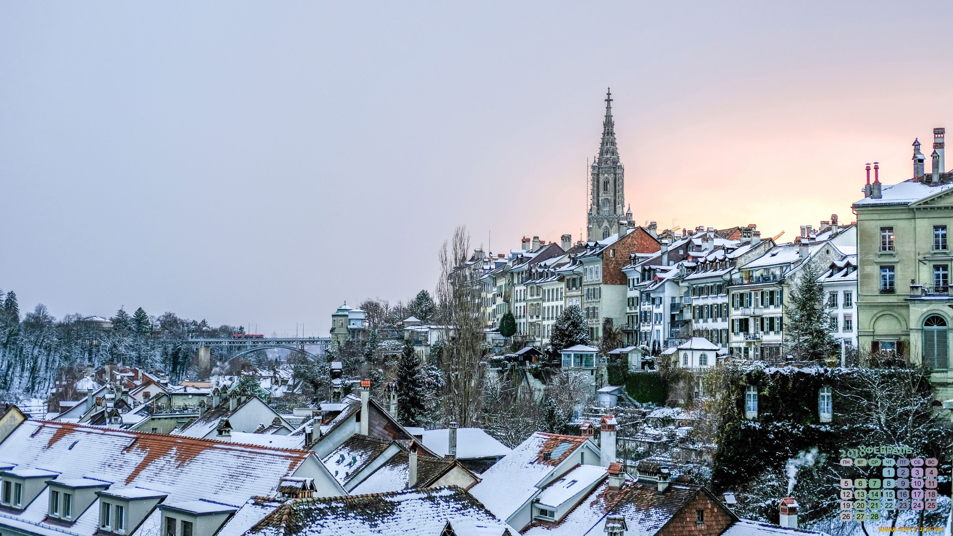 календари, города, 2018, снег, здание
