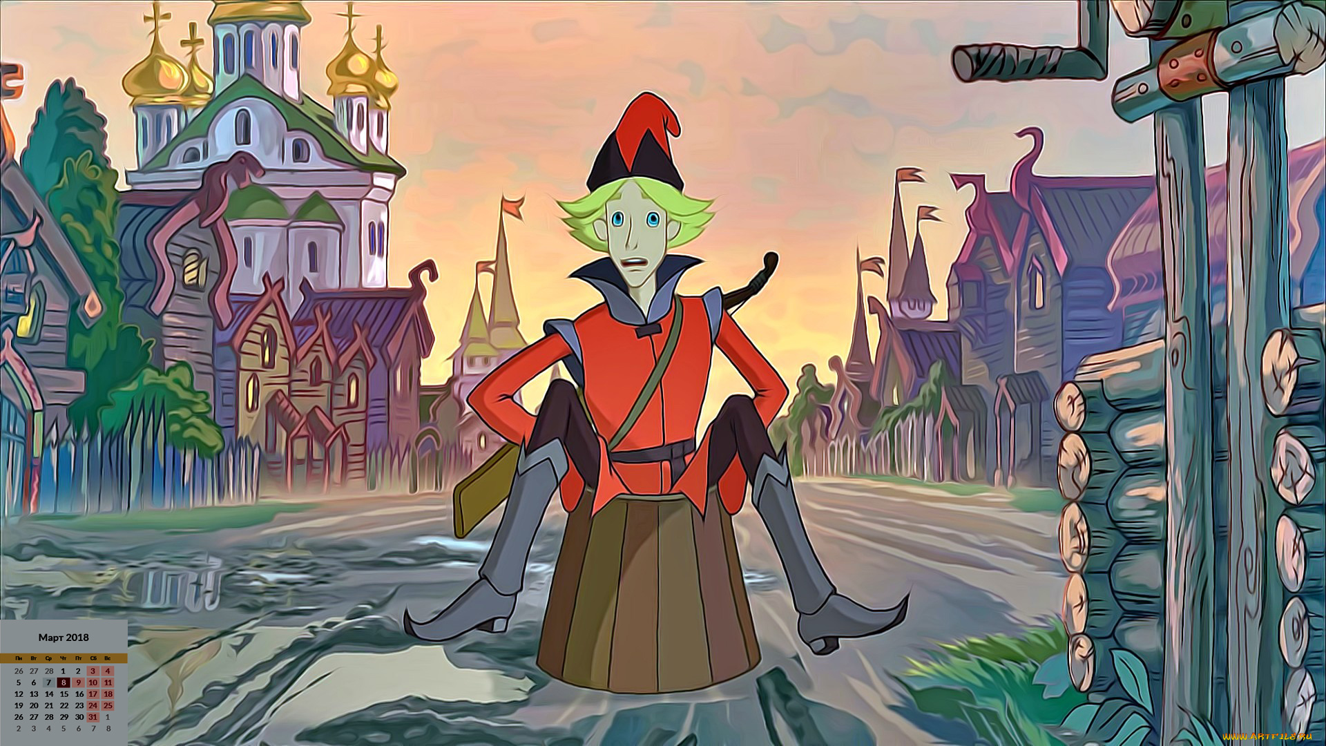 календари, кино, , мультфильмы, парень, грязь, изба, ведро, взгляд, лицо, 2018