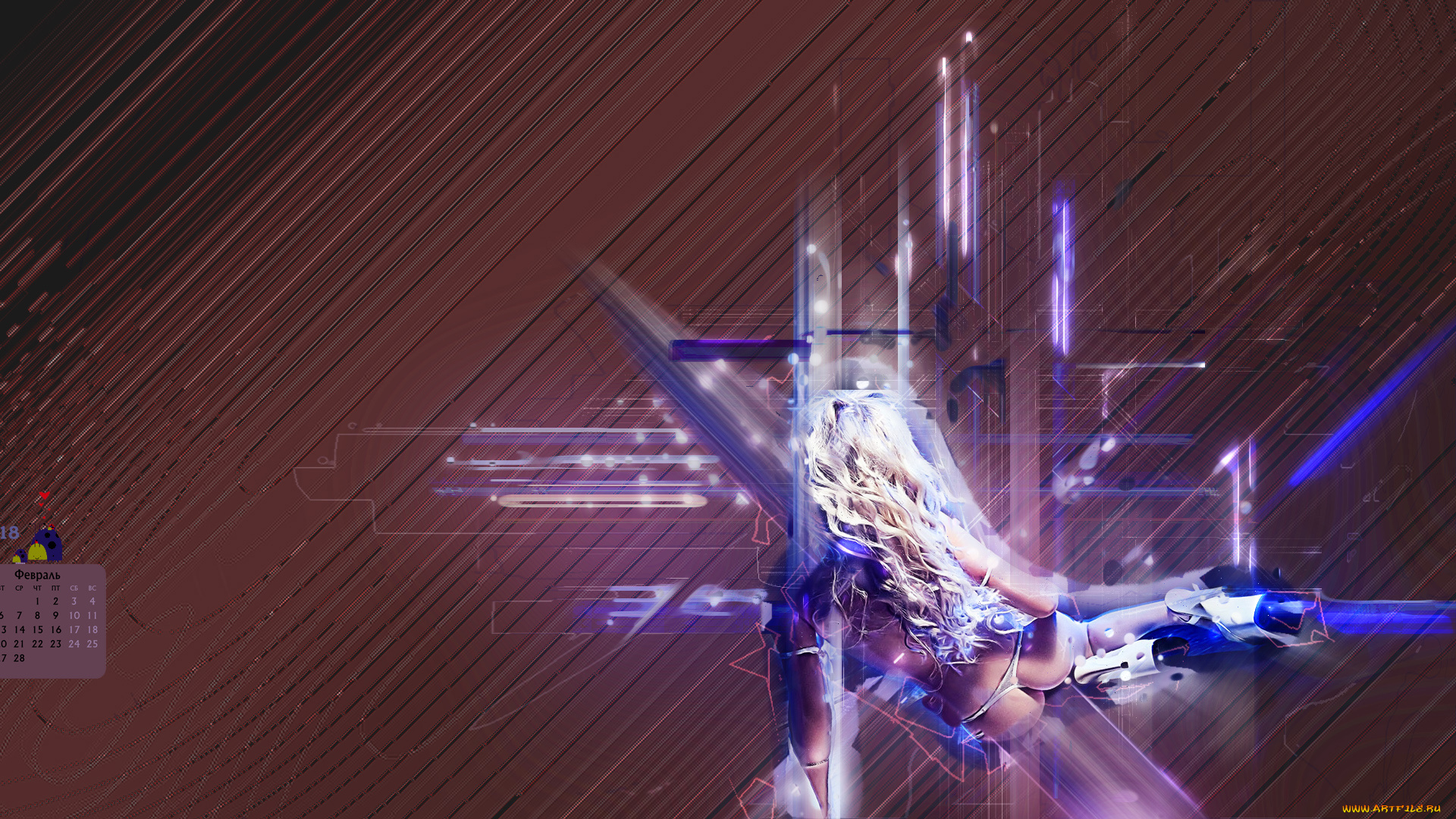 календари, компьютерный, дизайн, девушка, 2018