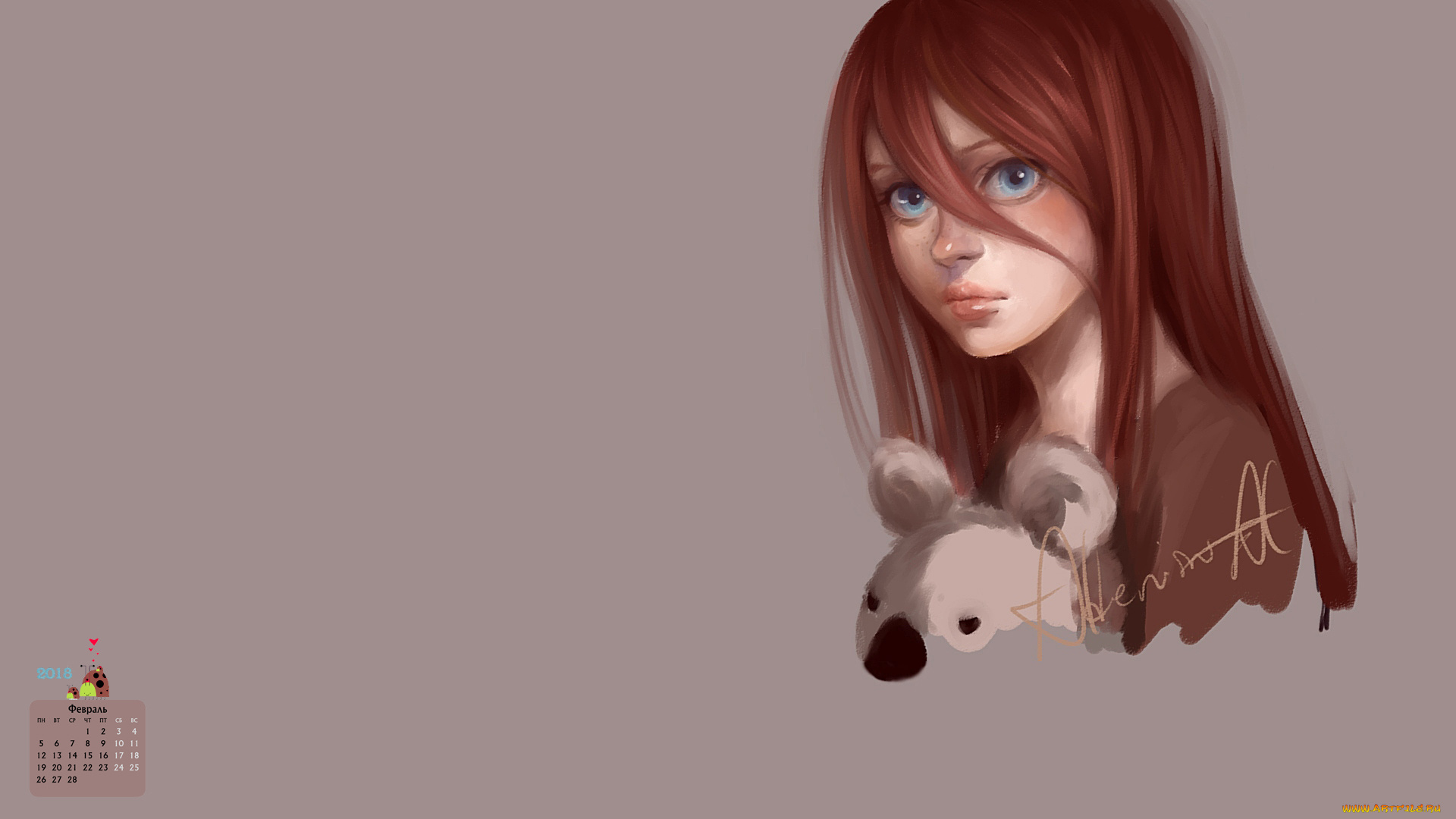 календари, рисованные, , векторная, графика, девушка, 2018, лицо, взгляд