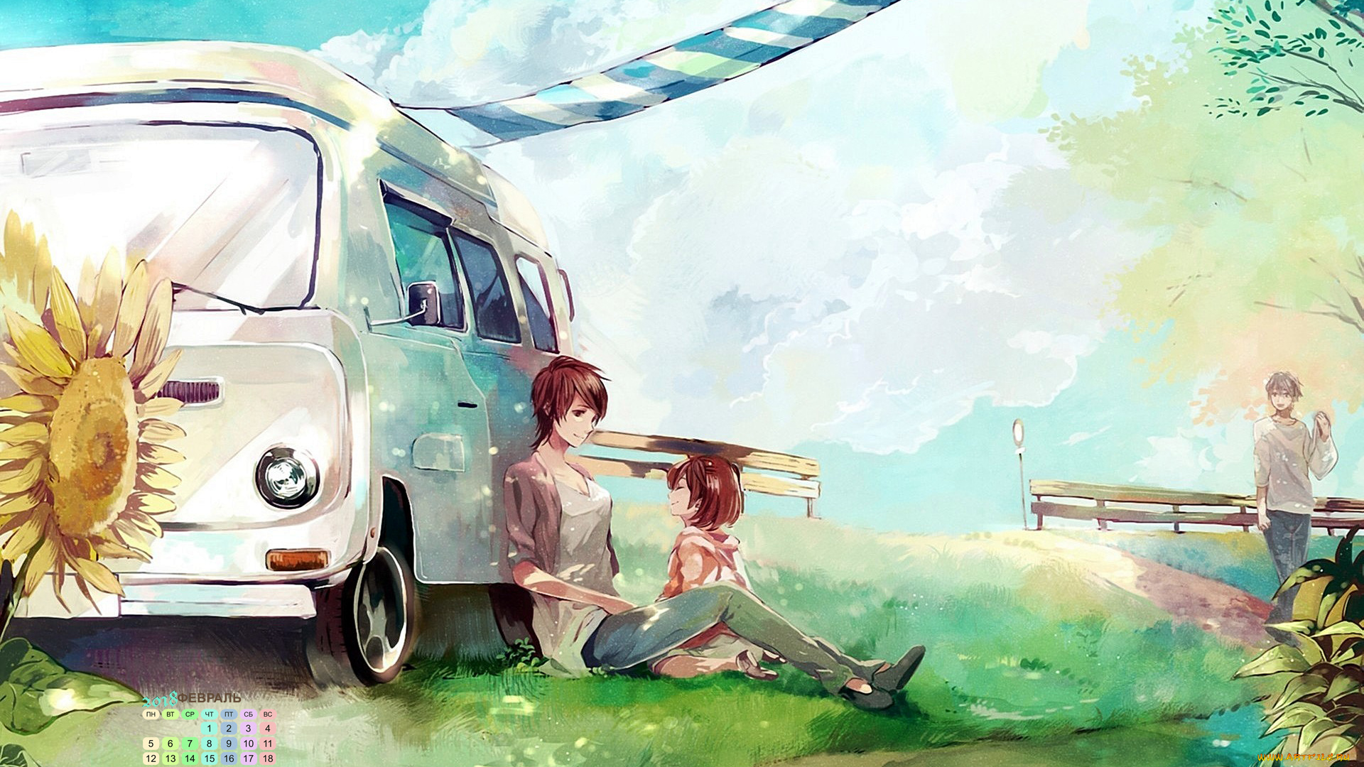 календари, рисованные, , векторная, графика, лицо, ребенок, 2018, девушка, цветы, взгляд, машина