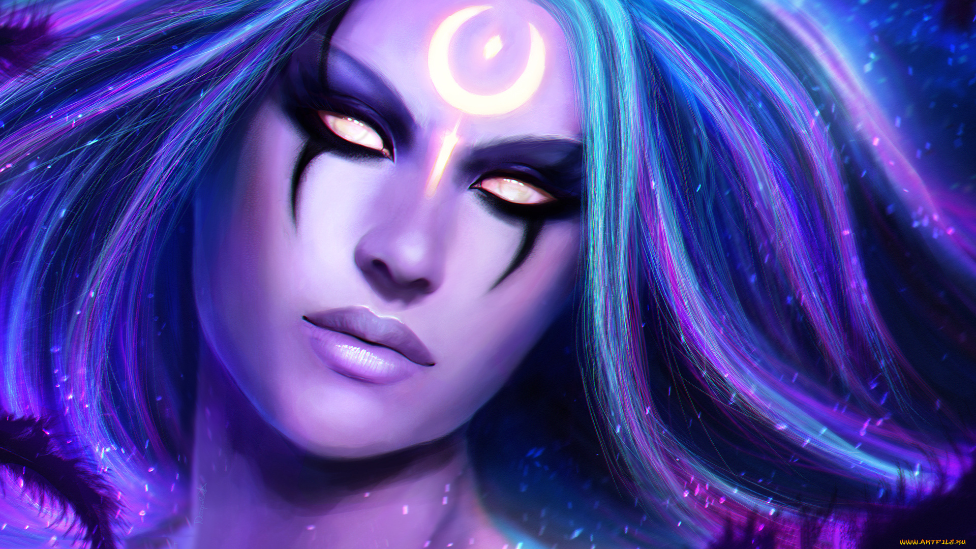 видео, игры, league, of, legends, взгляд, фон, девушка, diana