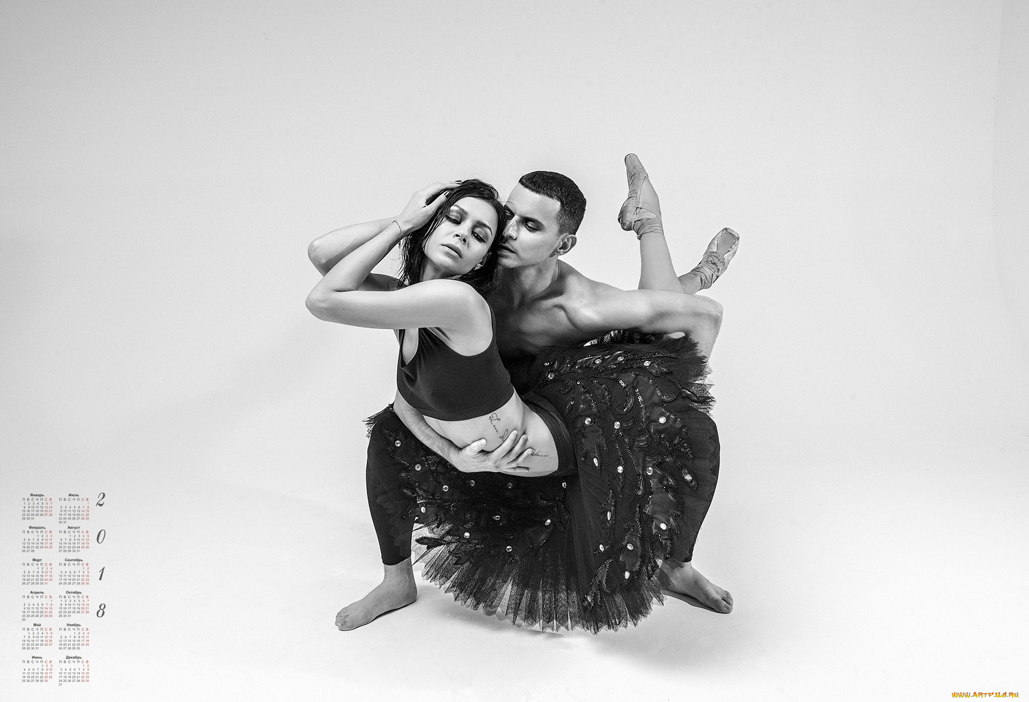 календари, люди, балет, 2018, девушка, взгляд, парень