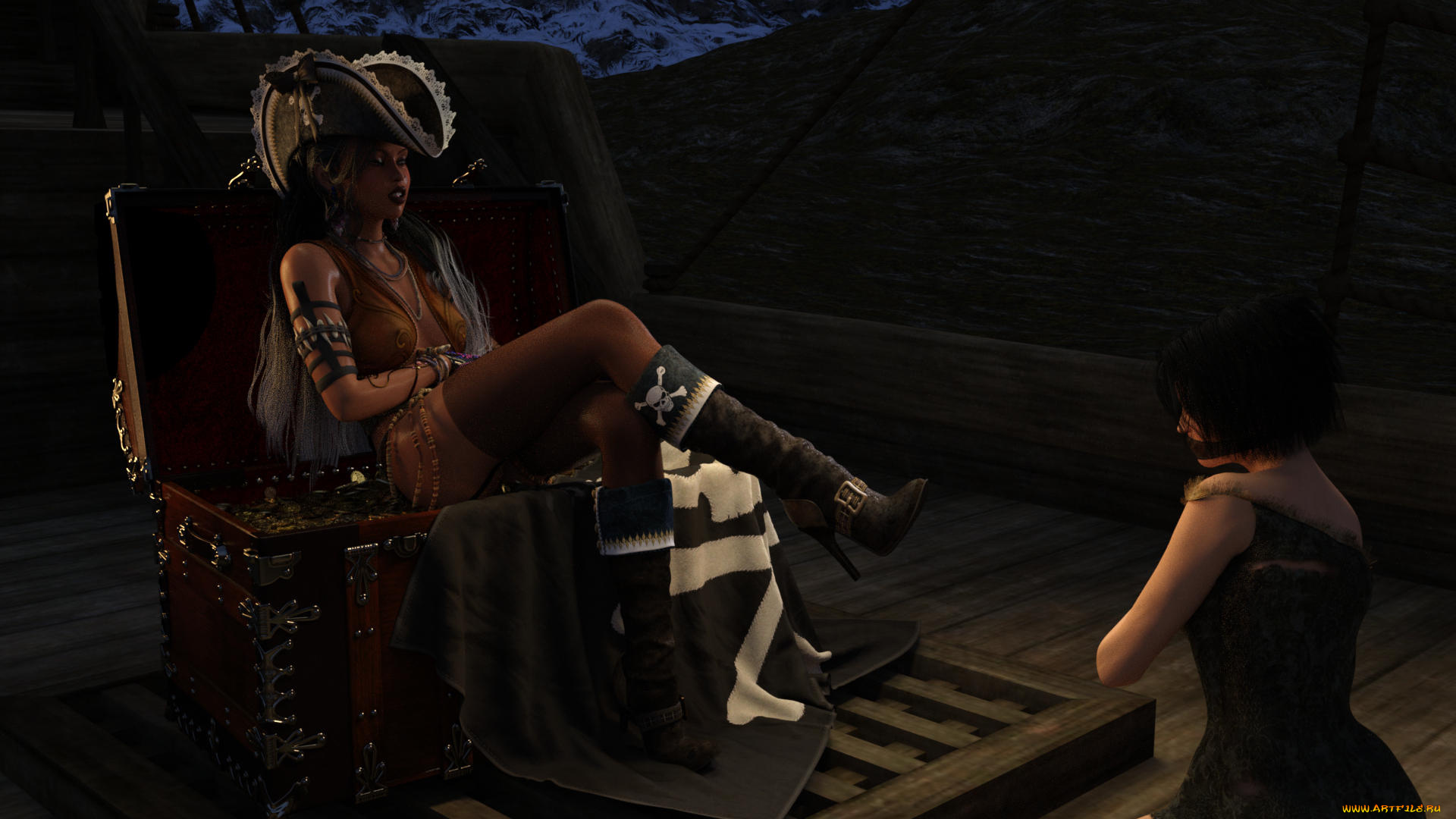 3д, графика, фантазия, , fantasy, фон, взгляд, девушка