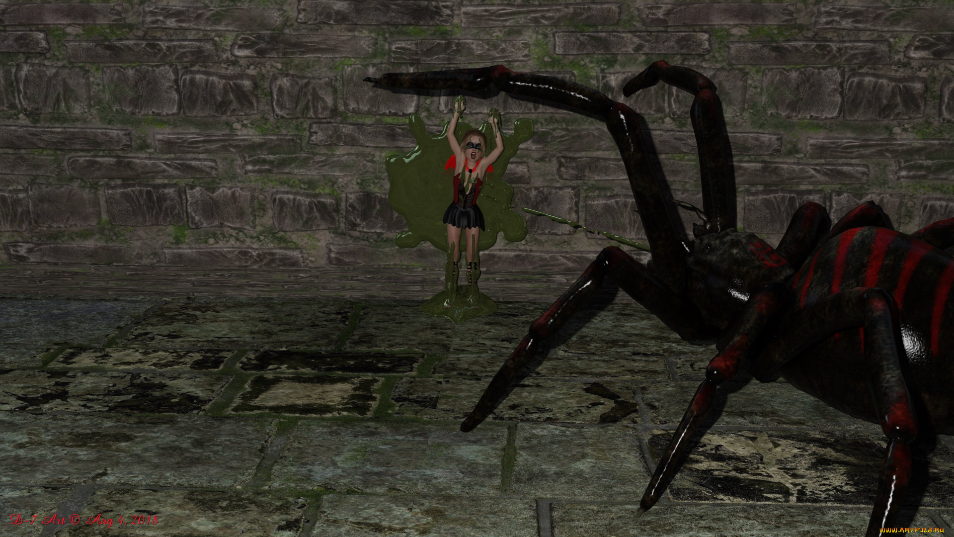 3д, графика, фантазия, , fantasy, паук, фон, взгляд, девушка