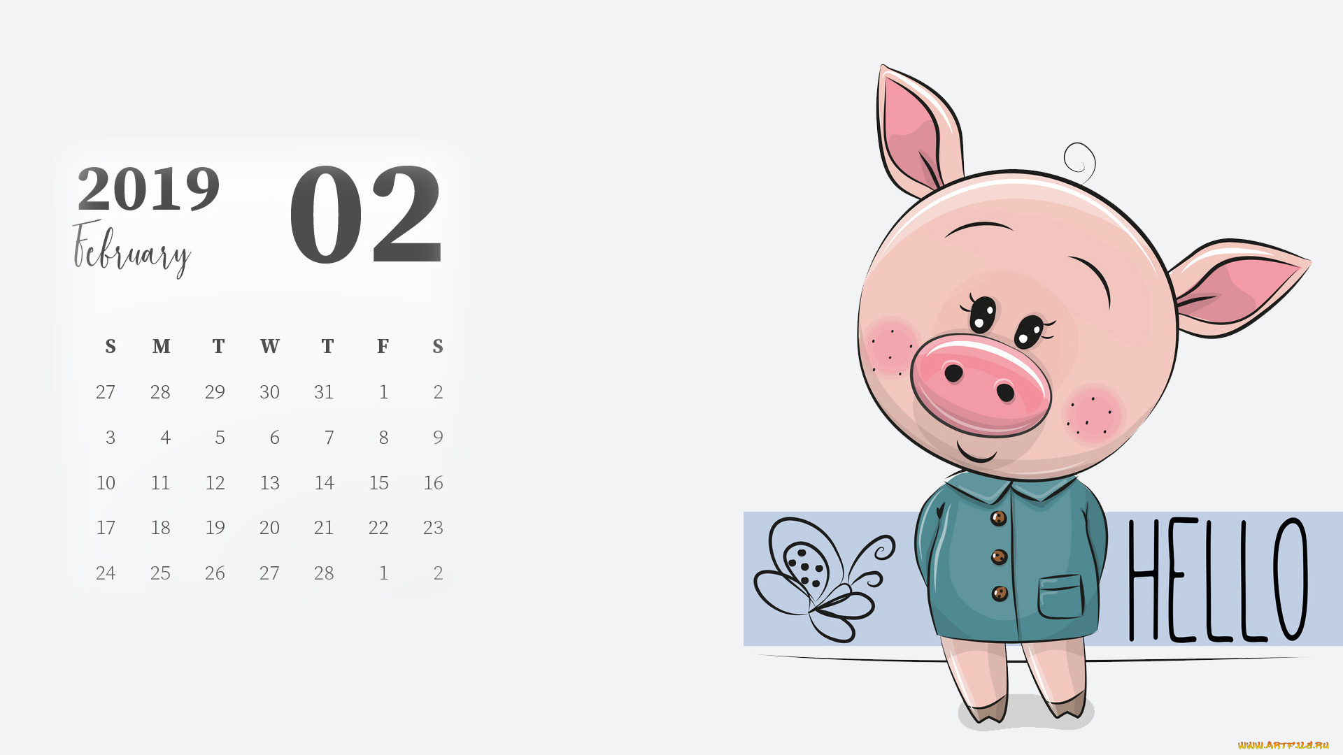 календари, рисованные, , векторная, графика, свинья, поросенок