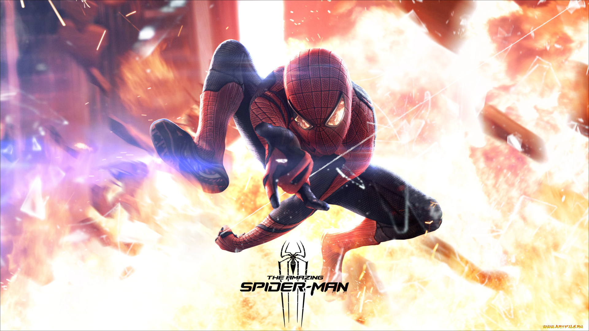 кино, фильмы, the, amazing, spider-man, мужчина, фон, униформа, огонь