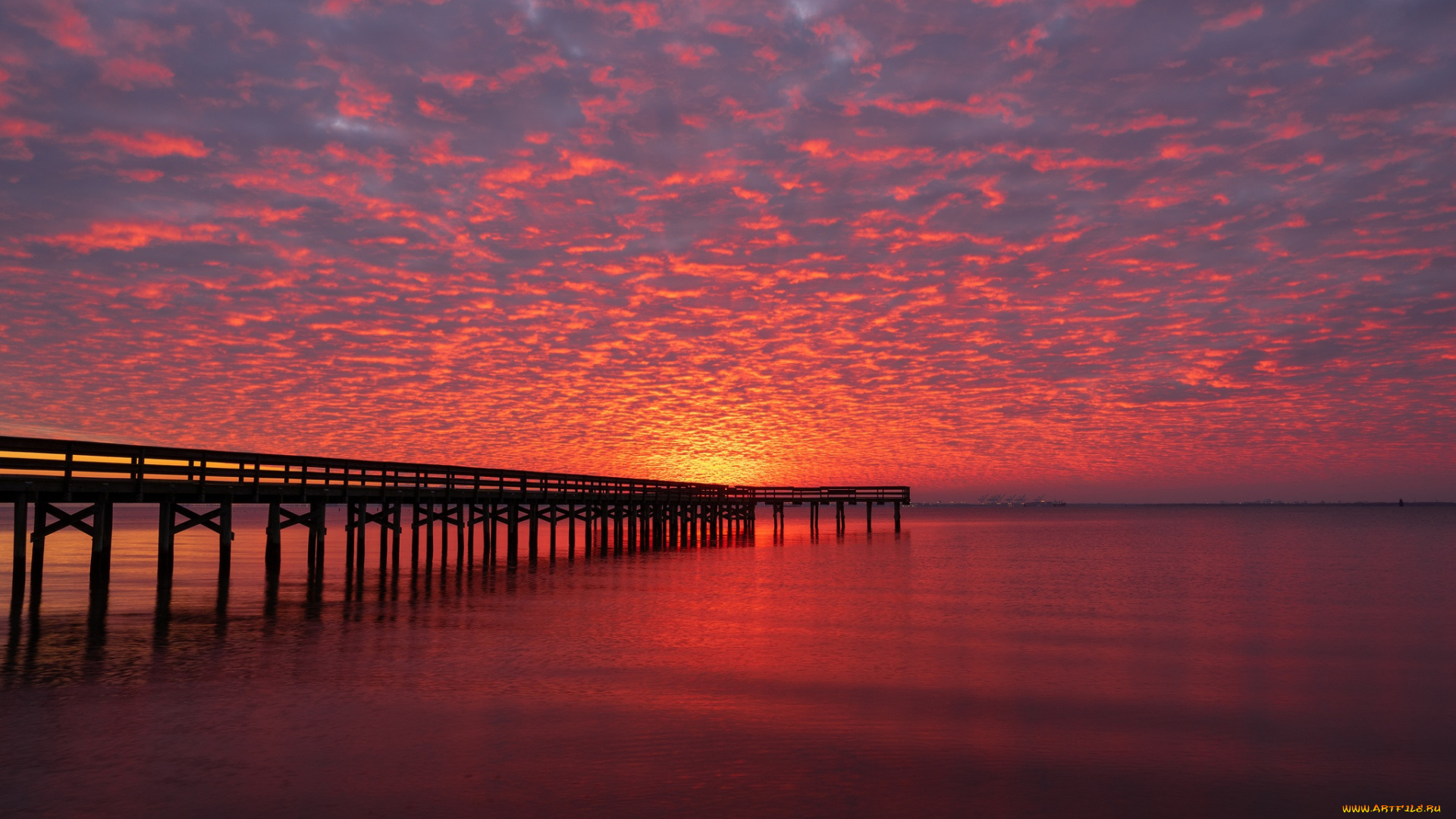 природа, восходы, закаты, пирс, горизонт, причал, вечер