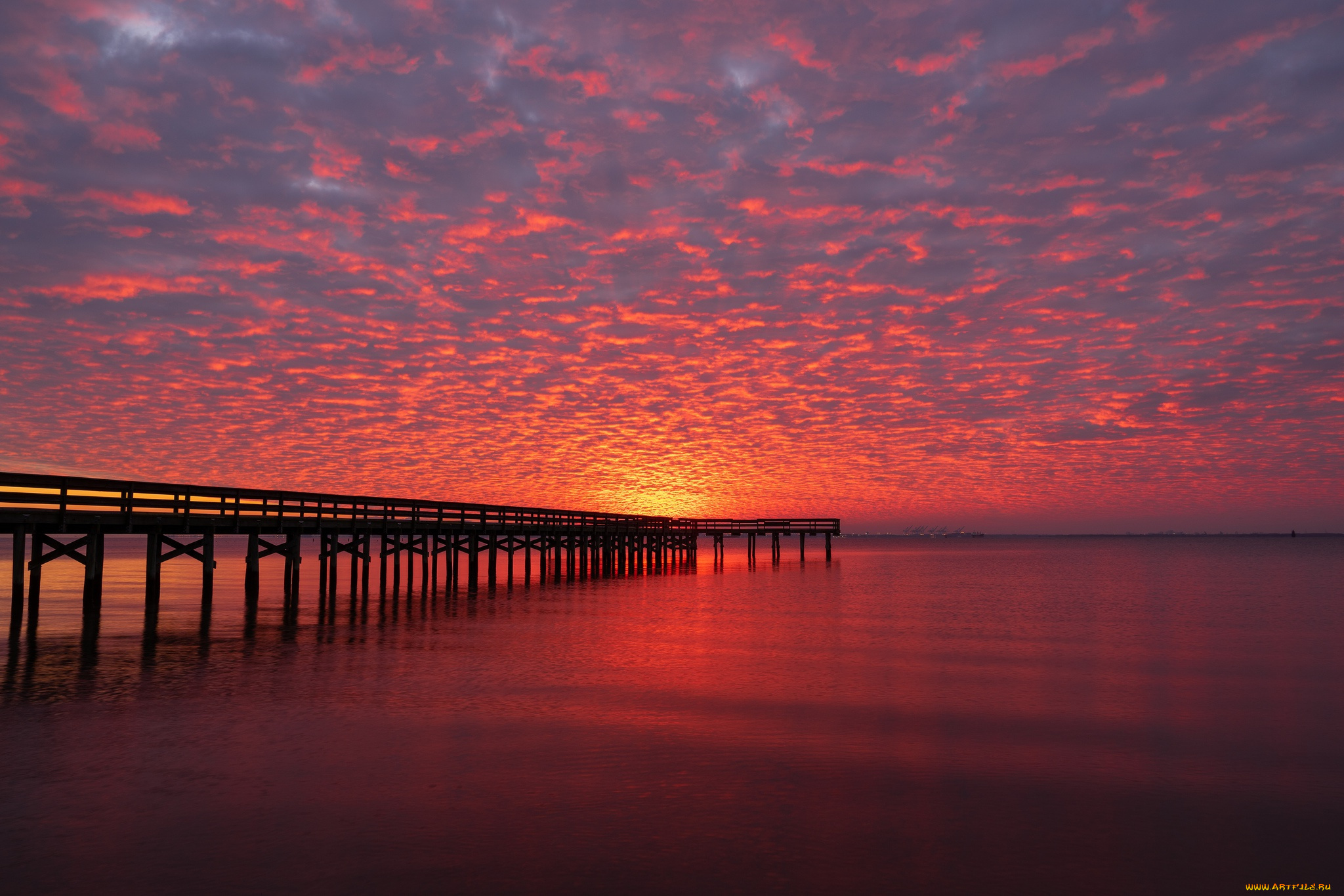 природа, восходы, закаты, пирс, горизонт, причал, вечер