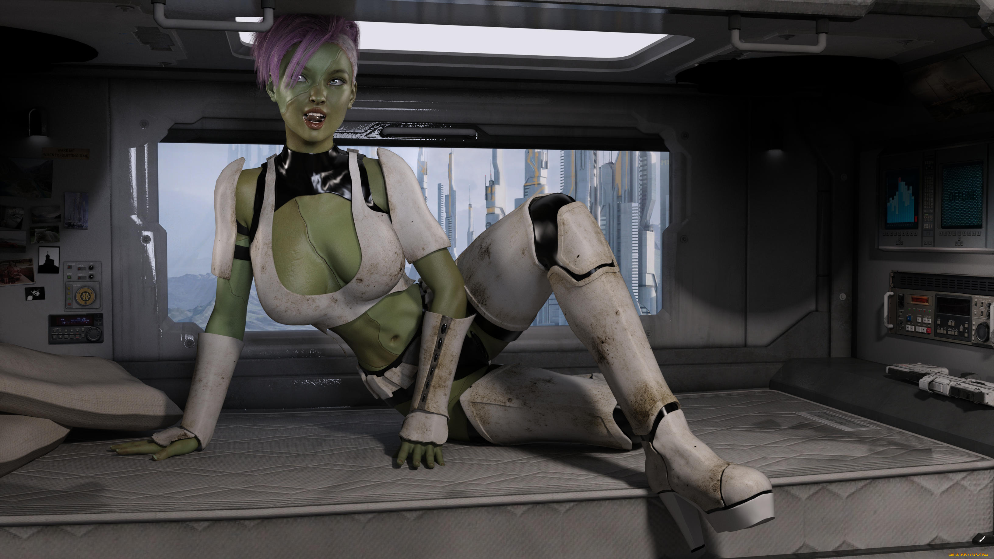 3д, графика, _science, fiction, девушка, фон, взгляд