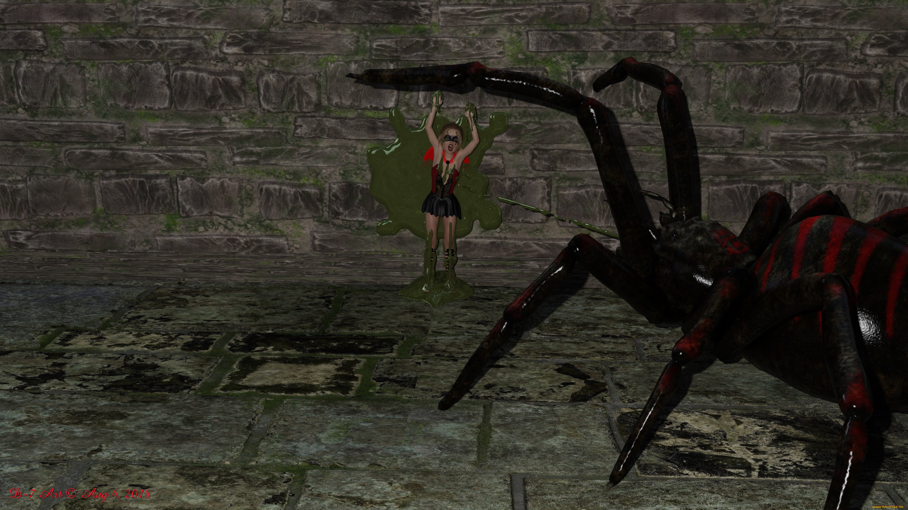 3д, графика, фантазия, , fantasy, паук, фон, взгляд, девушка