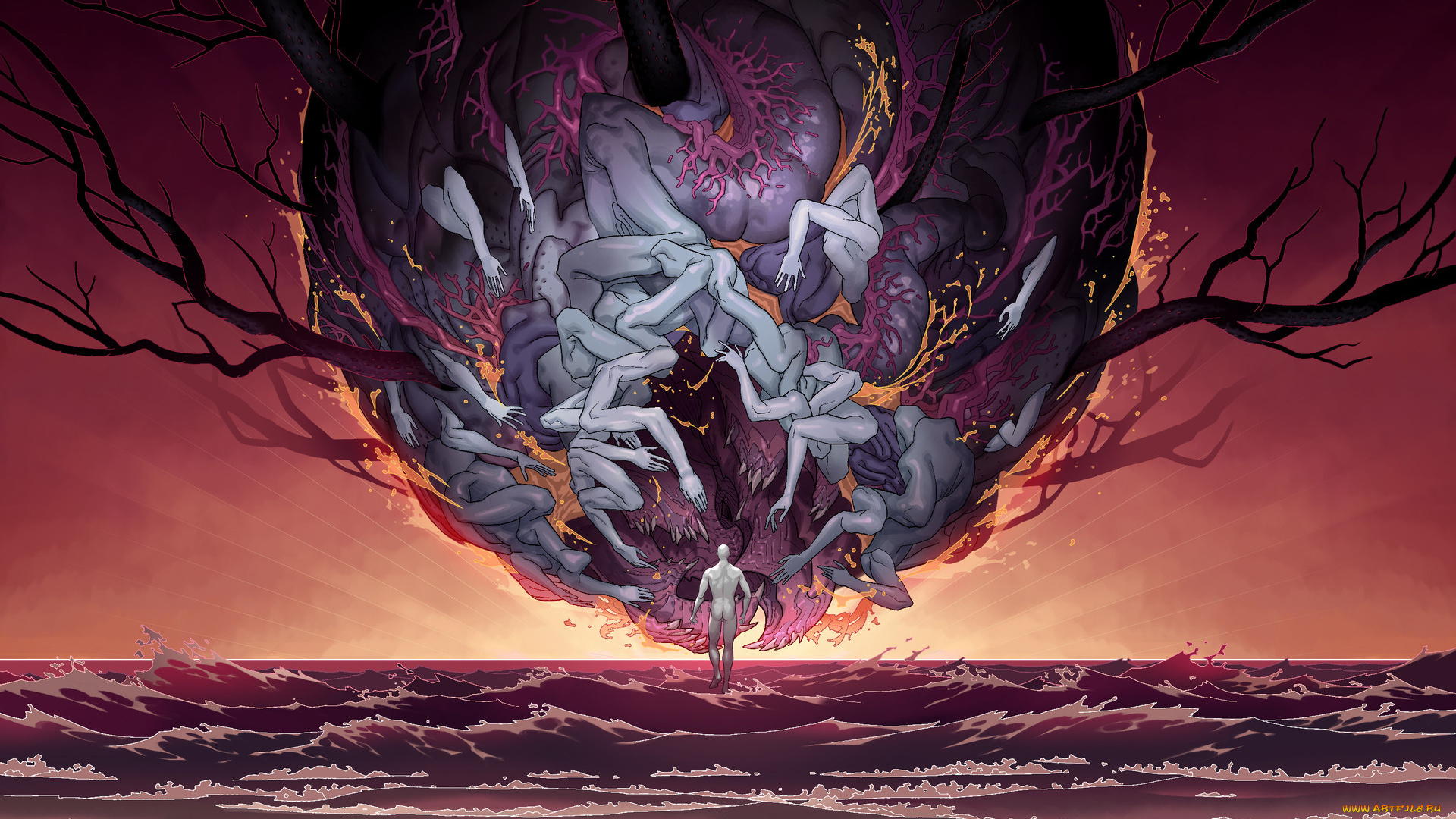 фэнтези, другое, клубок, человек, вода, руки