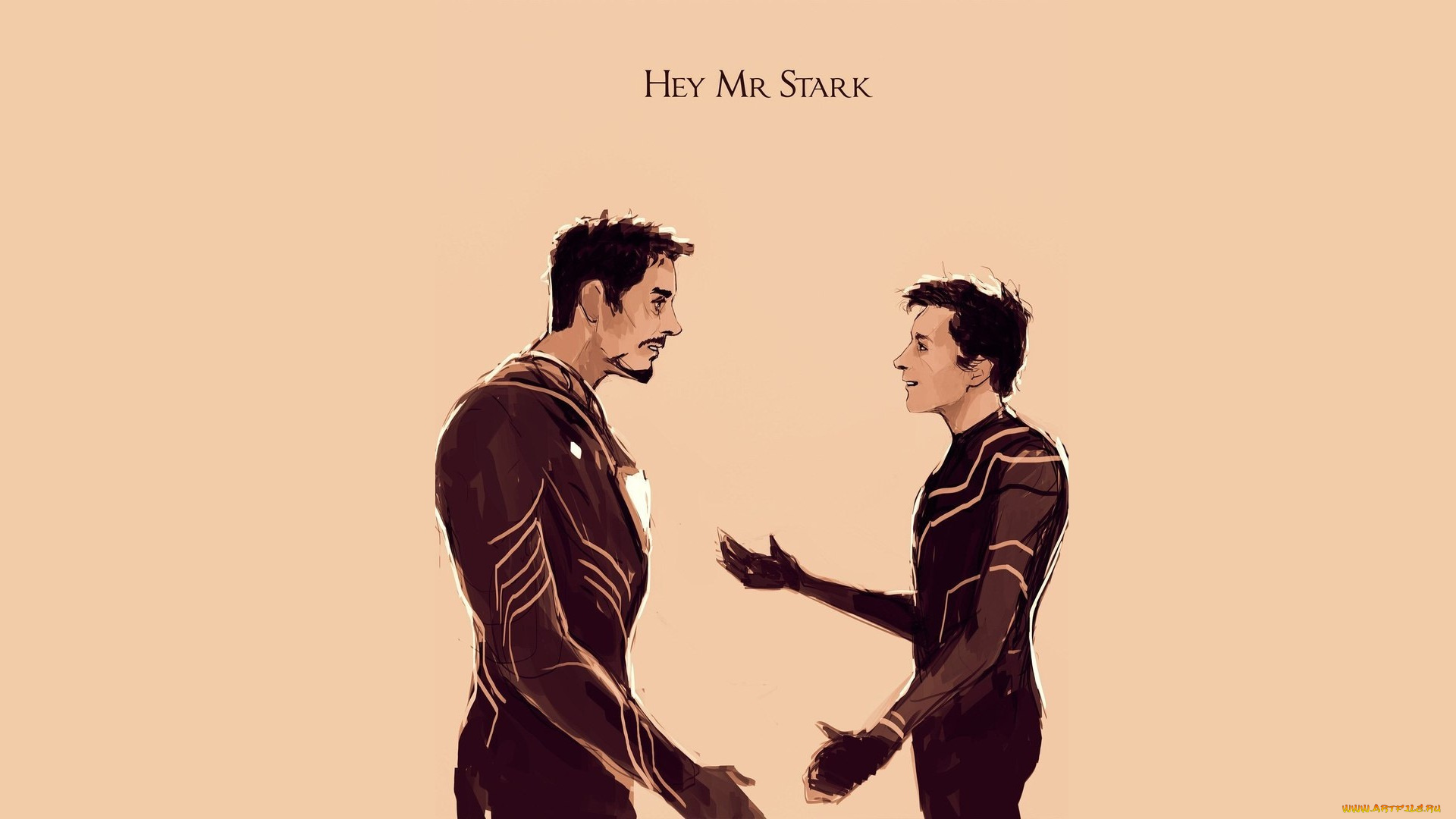 рисованное, кино, тони, старк, spider, man, homecoming, старкер, объятия, роберт, дауни, мл, питер, пакер, человек, паук, возвращение, домой, том, холланд, арт, starker