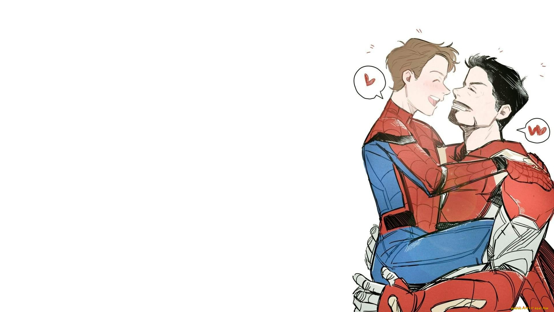 рисованное, кино, тони, старк, том, холланд, роберт, дауни, мл, старкер, starker, арт, питер, пакер, объятия, spider, man, homecoming, человек, паук, возвращение, домой