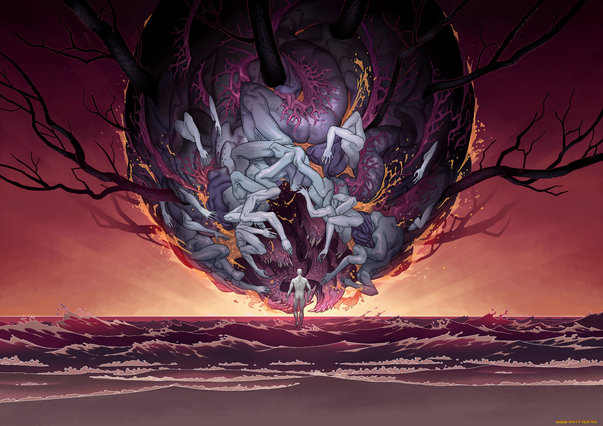 фэнтези, другое, клубок, человек, вода, руки