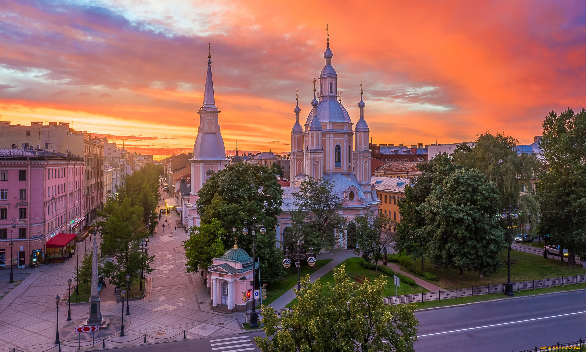 города, санкт-петербург, , петергоф, , россия, здания, вечер, санкт, петербург, улицы, андреевский, собор, православие
