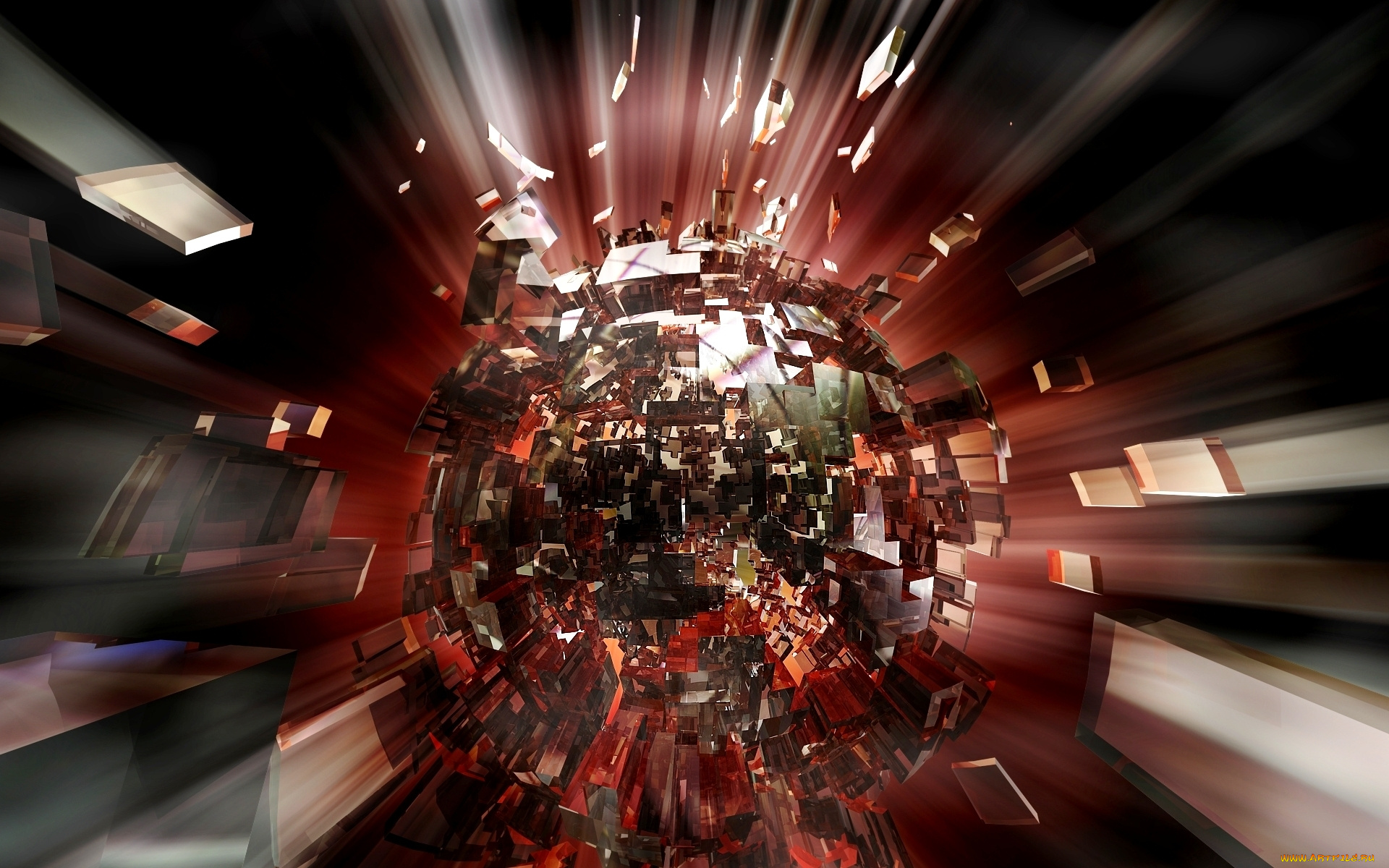 3д, графика, шары, , balls, шар, осколки