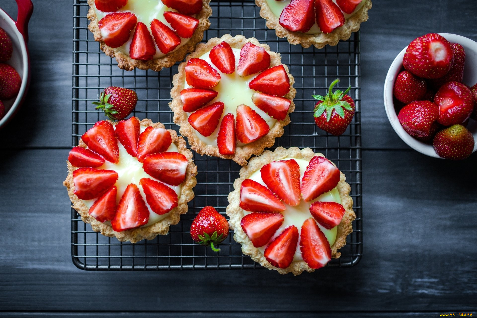 еда, пирожные, , кексы, , печенье, клубника, кексы, десерт