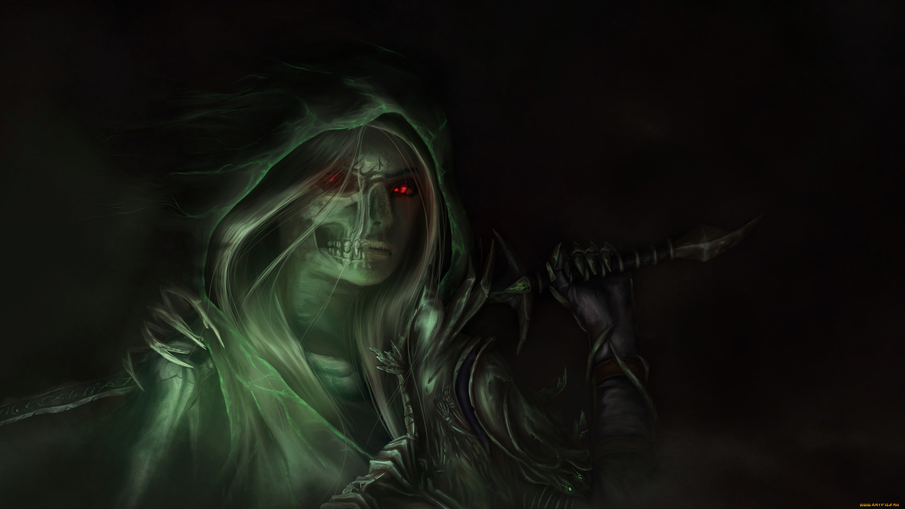 фэнтези, нежить, меч, демонический, облик, скелет