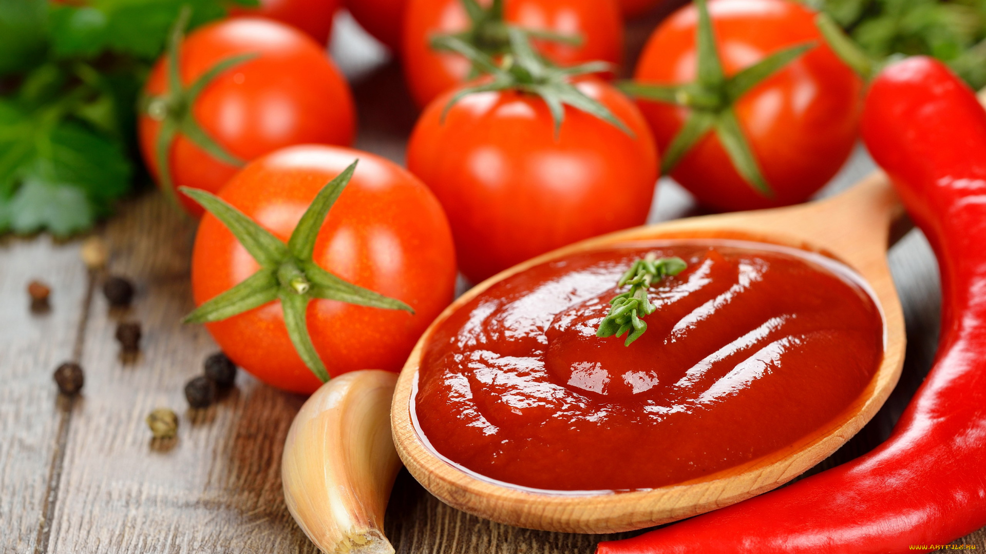 еда, помидоры, чеснок, перец, соус, томатный